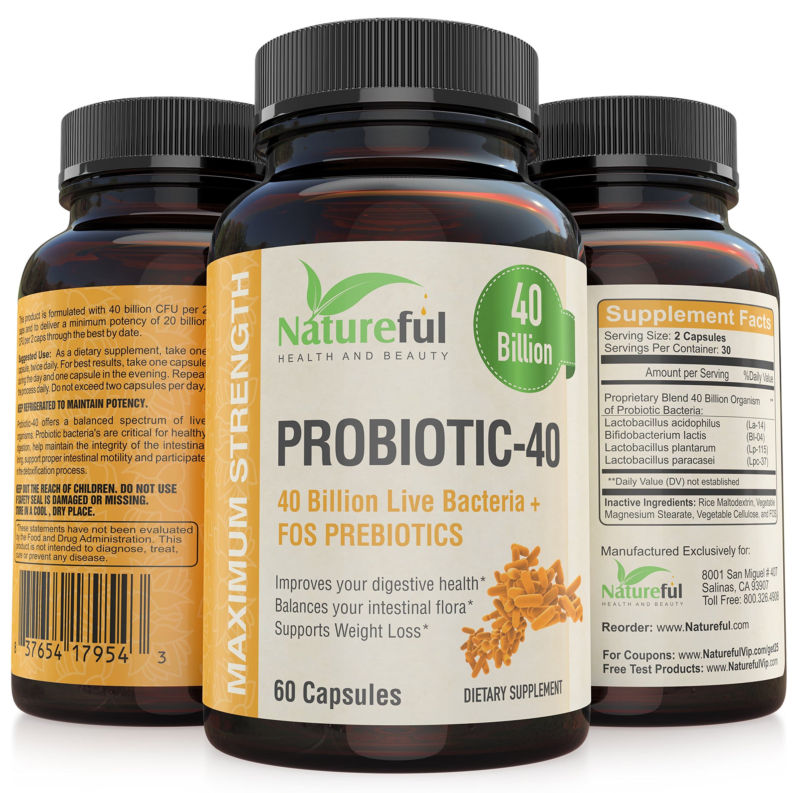 Best Probiotics Supplements for-Women and-Men:: 40 Billion Active Cultures Improve Your Digestion or Your Money Back Highest Potency for Maximum Results- Helps Support Weight Loss