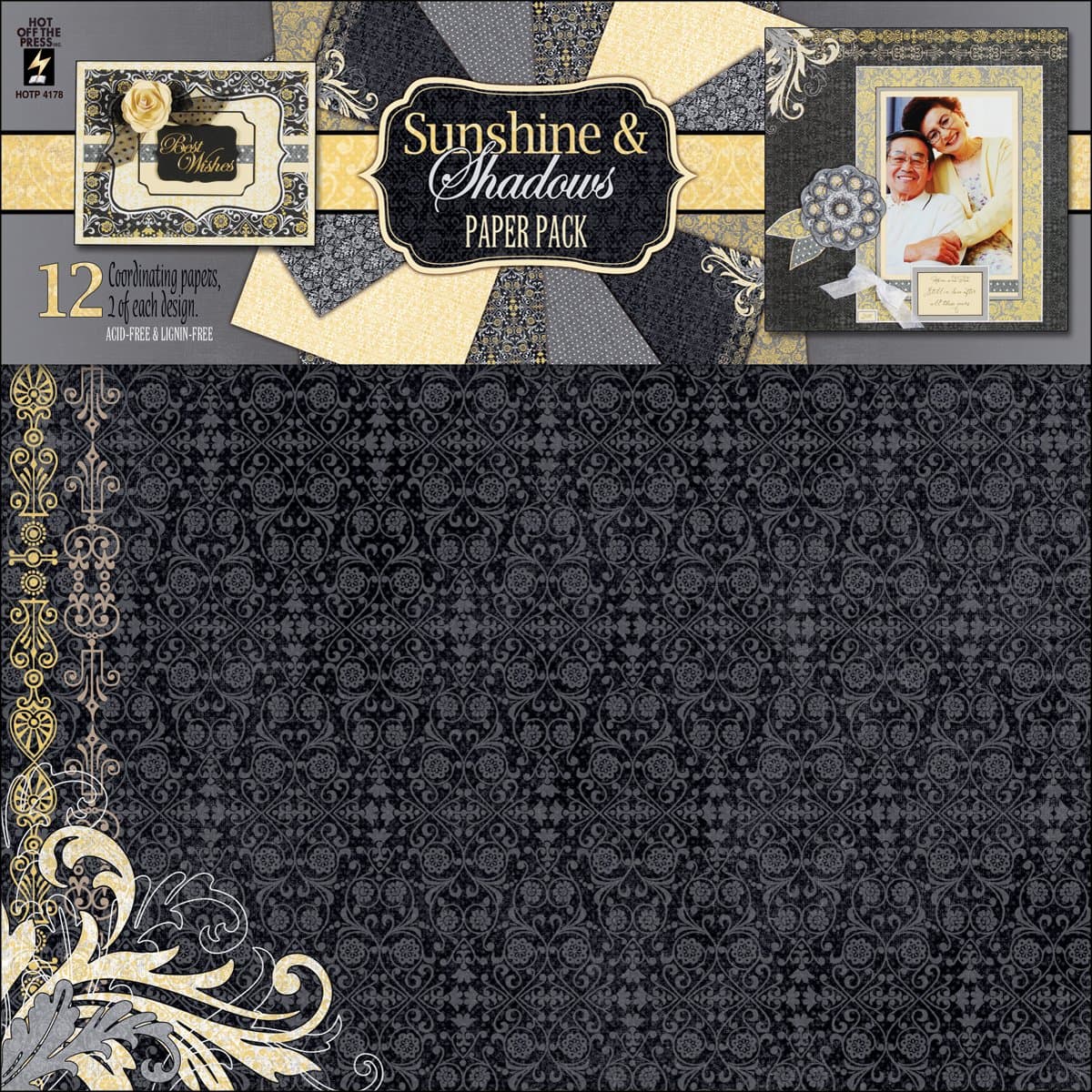 Hot Off The Press Paper Pack 12"X12" 12/Sheets-Sunshine & Shadows