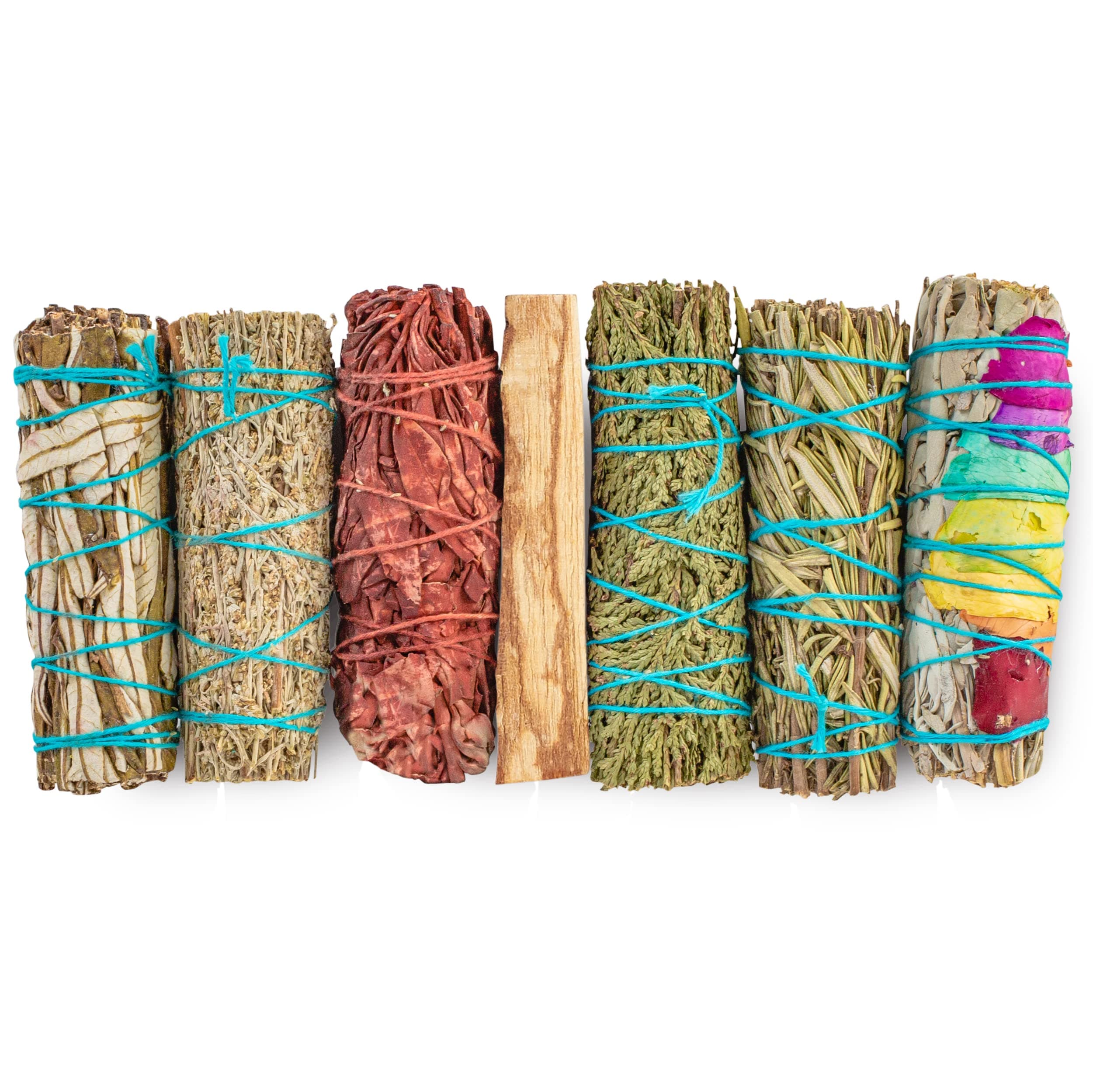 JL Local 7 Sage Smudge Kit with Blue Sage, 7 Chakra White Sage, Cedar, Dragon's Blood, Rosemary, Yerba Santa, Palo Santo | Salvia Blanca para Limpiar Sustainably Sourced