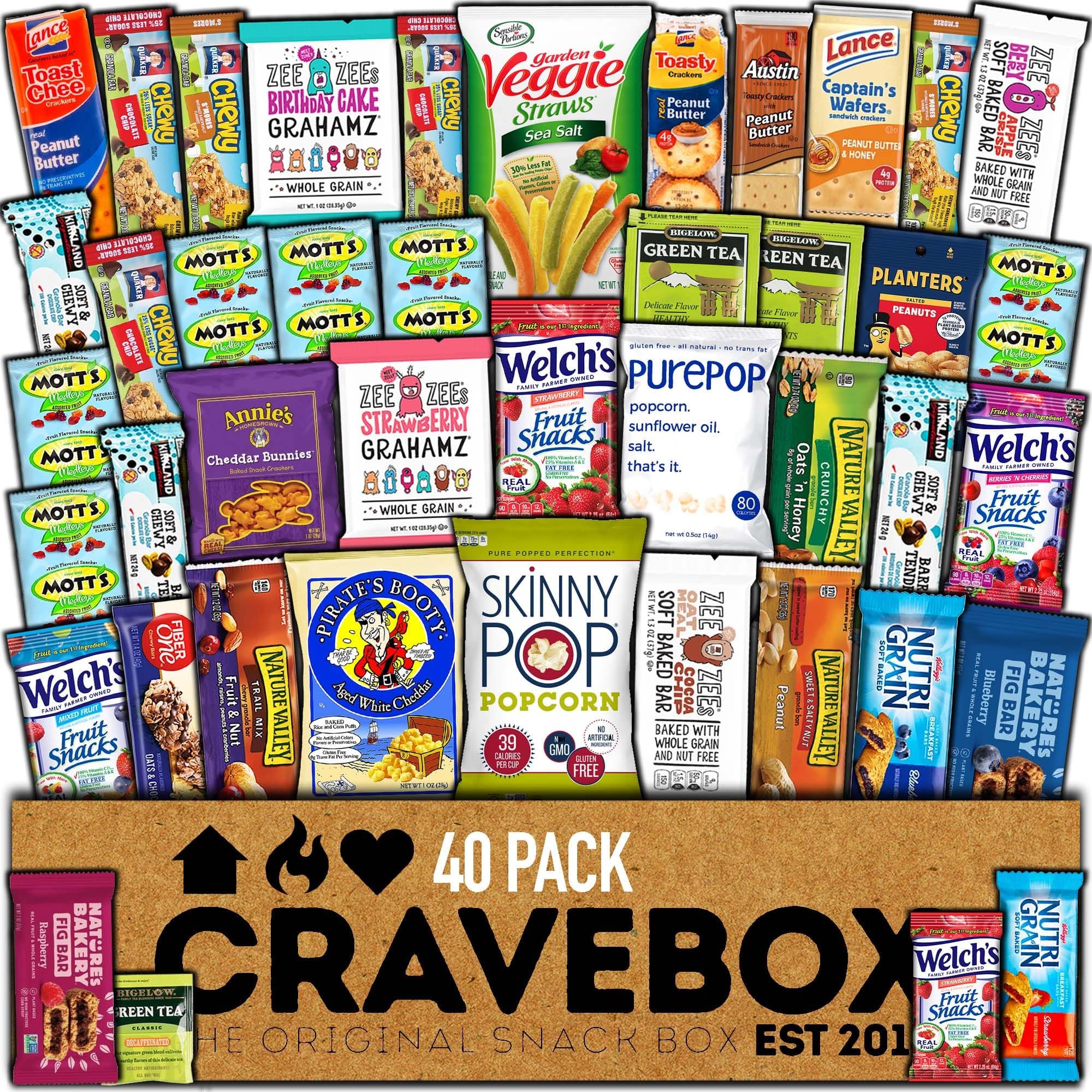 CRAVEBOX Healthy Snacks for Adults (40 count) Easter Variety Snack Pack - College Back to School