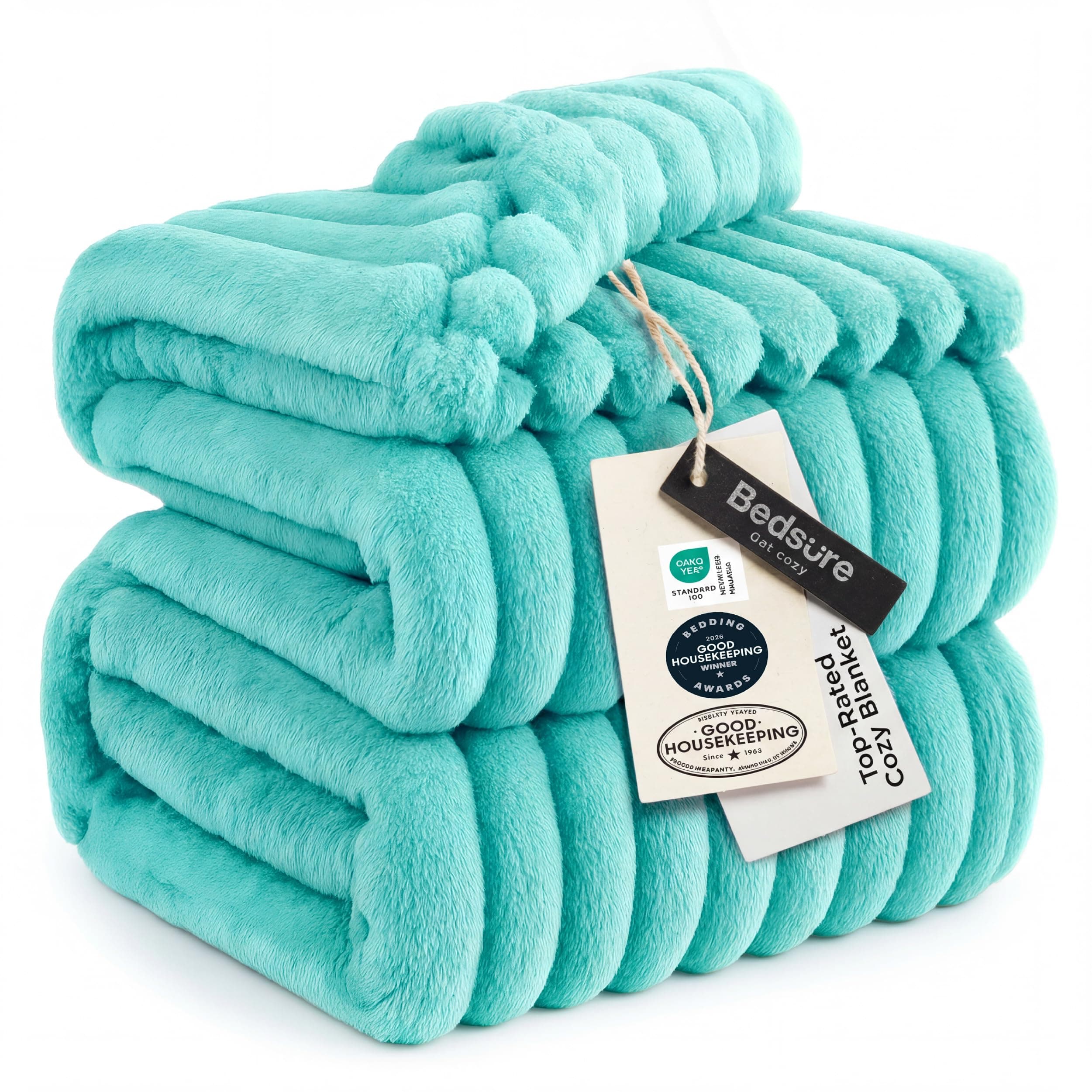 GentleSoft Blue King Size Blanket for Bed - Cozy Soft Blankets for Women, Cute Small Fleece Throws for Girls, Birthday Gifts for Women Decor Gifts for Mom, Blue Fog, 108x90 Inches