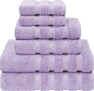 American Soft Linen Luxury 6 Piece Towel Set, 2 Bath Towels 2 Hand Towels 2 Washcloths, 100% Turkish Cotton Towels for Bathroom, Lilac Towel Sets