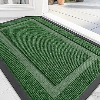OLANLY Front Door Mat Indoor Outdoor Entrance, Waterproof All-Season, All-Weather Doormat, Sturdy Natural Rubber, Fade Resistant, Low Profile, Easy Clean Patio Porch Entryway Mat, 71x36, Green