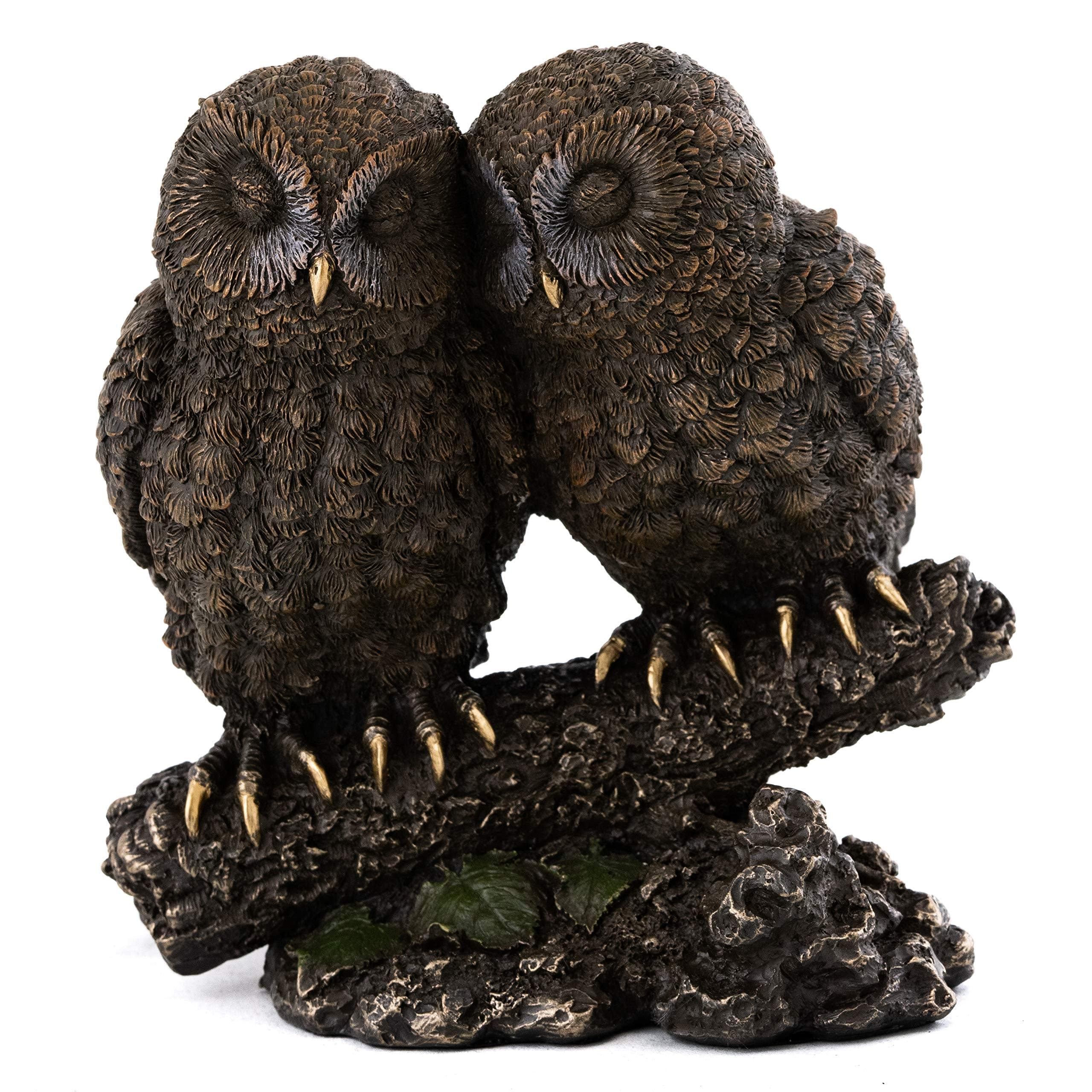 Top Collection Owl Lovers Statue on Tree Branch - Sleeping Great Horned Owl Sculpture in Premium Cold Cast Bronze- 5-Inch Collectible Animal Figurine