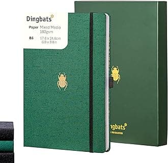 Dingbats* Pro Plain Large B5 Notebook with Gift Box - Textile Cover, Thread-Bound Writing Journal - Pocket, Elastic Closure, Bookmark