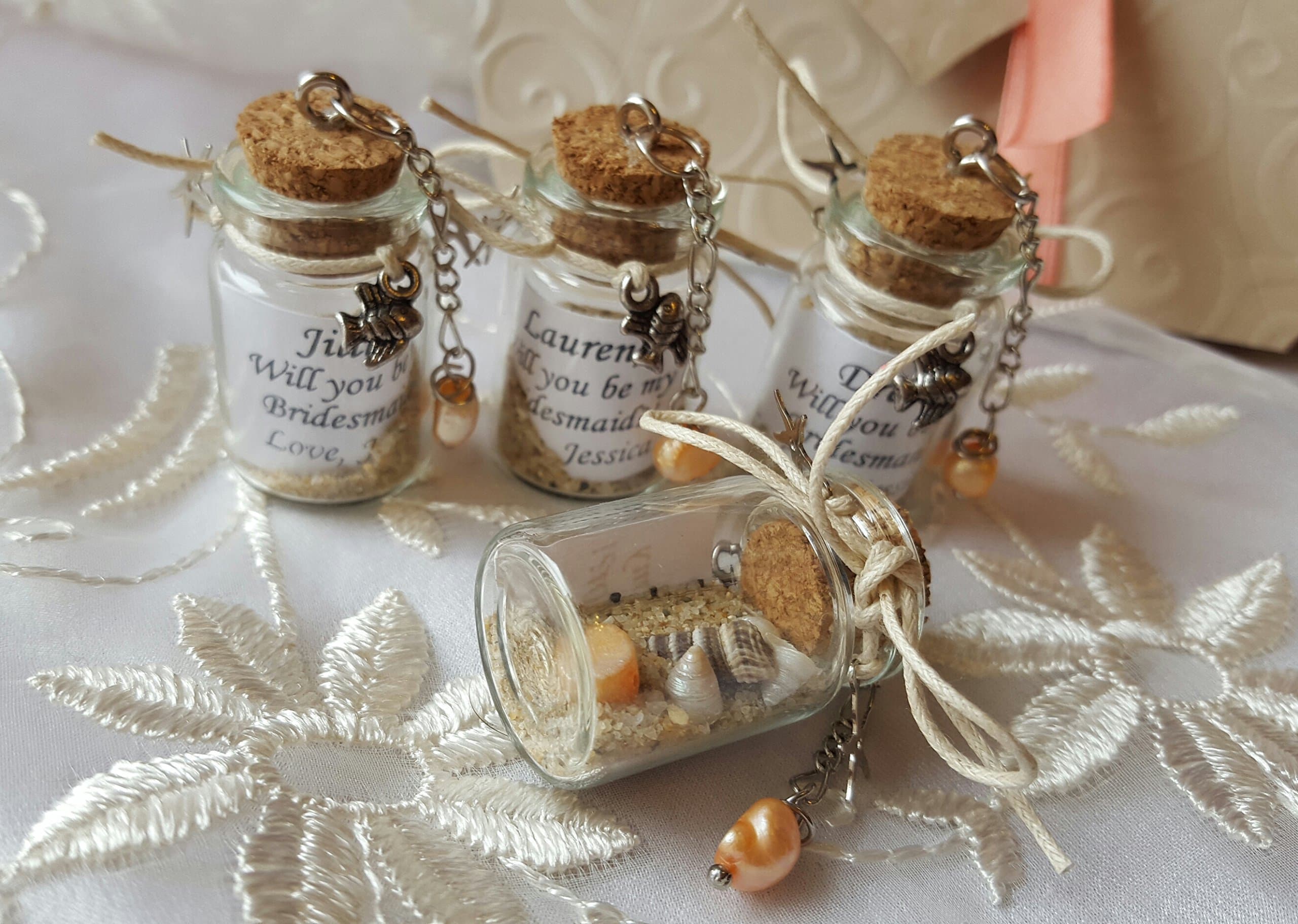 Bridesmaid Proposal Beach Personalized Message in a Bottle Mini Bottle, Sea, Sand, Charm, Glass Vial, Wedding, Favor, Vial Will You Be My Maid of Honor, Matron of Honor, Flower Girl, Gift box, Favors
