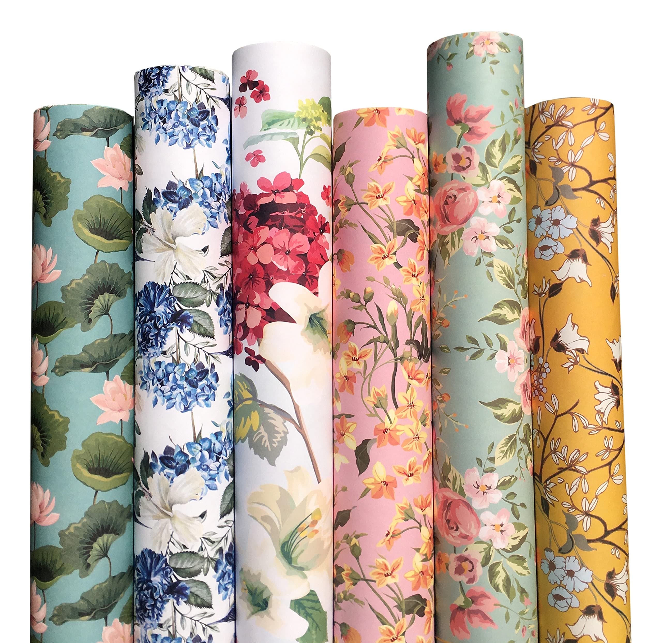 Aakar Pack of 6 Gift Wrapping Paper Roll, 29 x 19 Inches, Birthday Wrap (Florals)