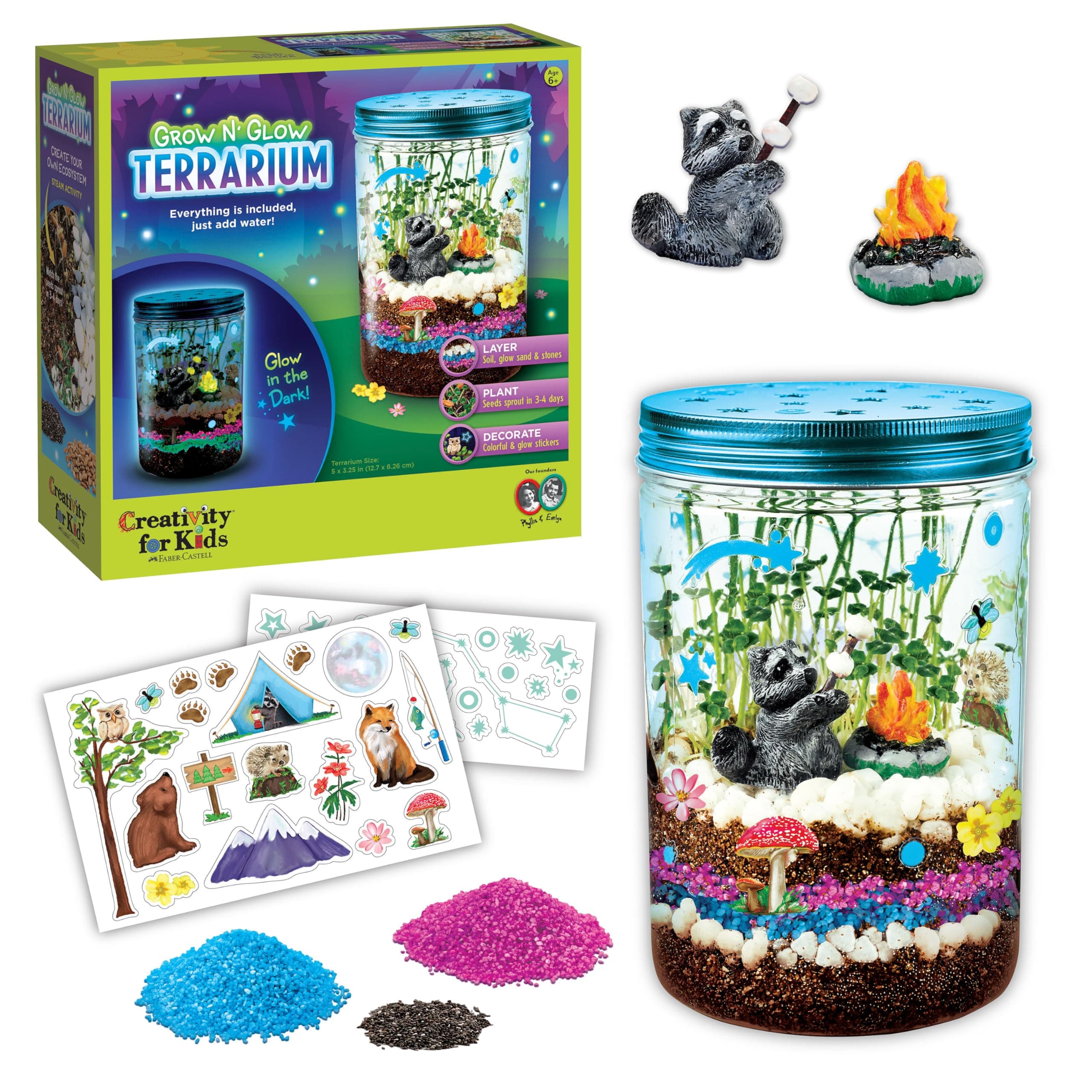 Creativity for Kids Grow 'N Glow Terrarium Kit - Educational Science Kits| Easter Basket Stuffers for Kids Gifts for Boys and Girls| Craft and STEM Projects (Ages 6+)