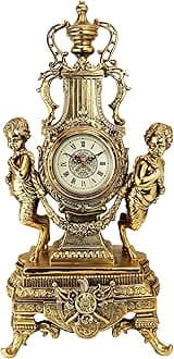 KY026 Grande Chateau Beaumont Mantel Clock, 24 Inch, Polyresin, Gold