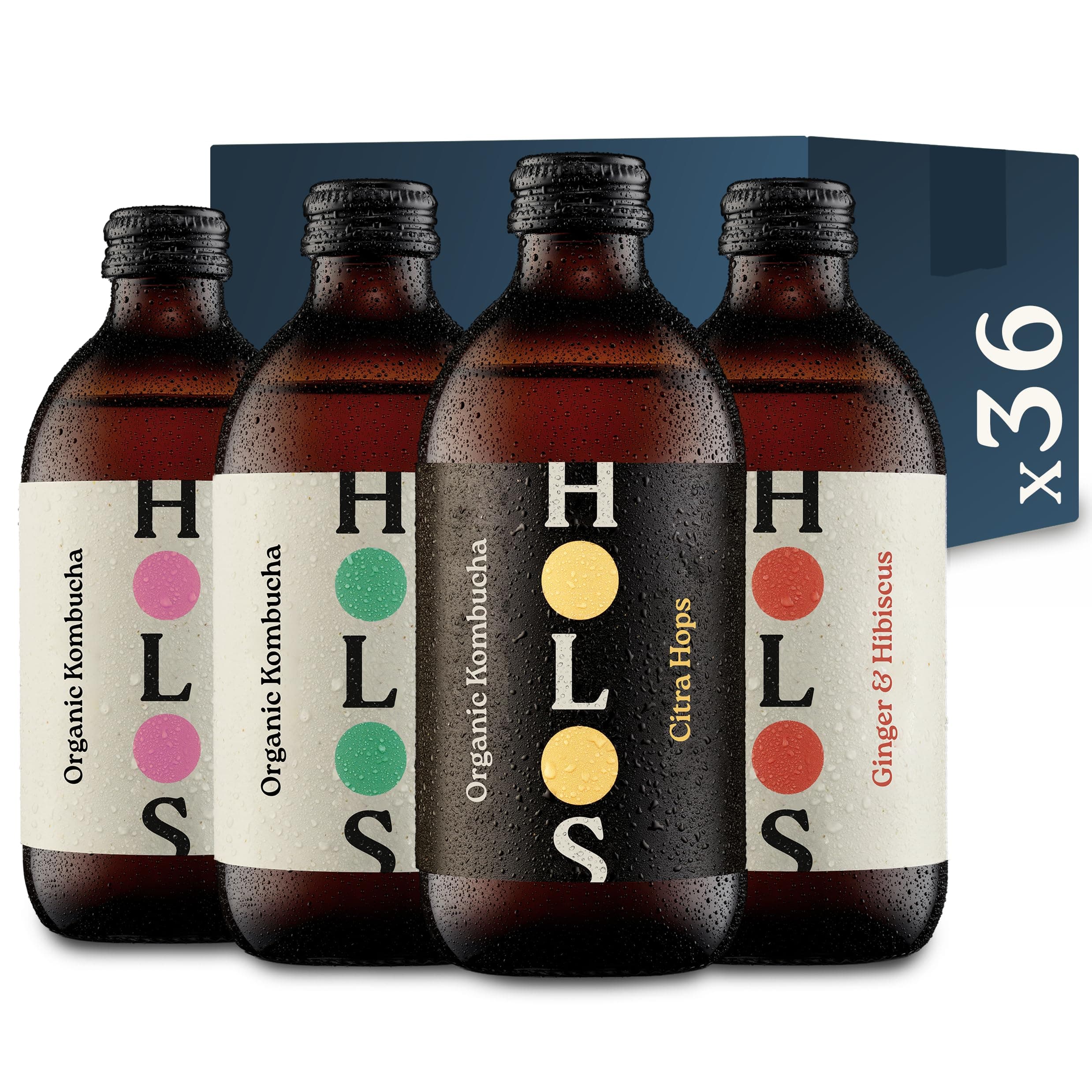 Kombucha Drink Mixed Case - Organic Kombucha Tea - Chilled, Unpasteurised Raw Kombucha - Vegan, All-Natural Ingredients - 36 x 330ml Kombucha Bottles