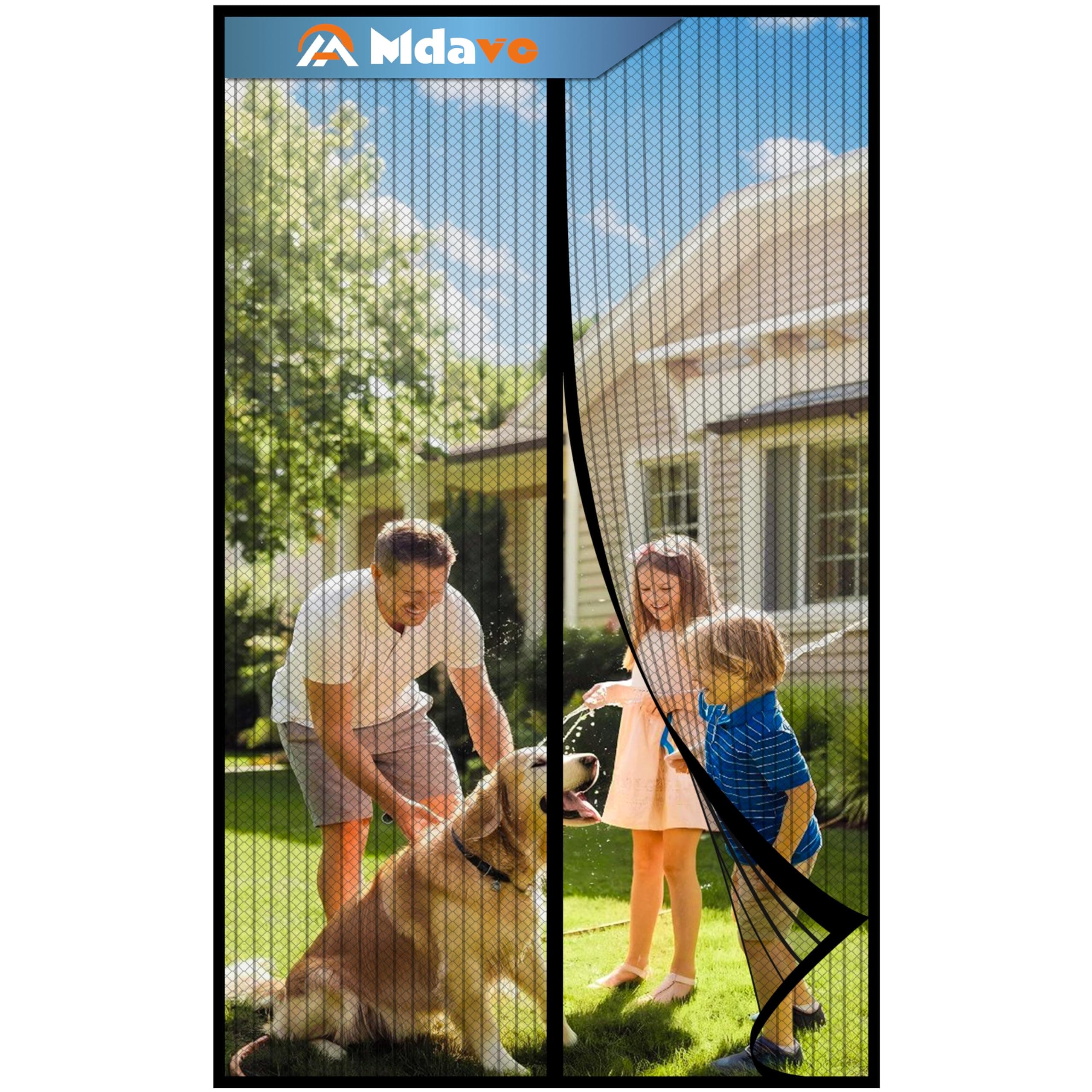Magnetic Screen Door, 36" x 82", Black, Modern, Polyester, Keeps Bugs Out, Easy Install, Fits Door Size Up to 36"x82"