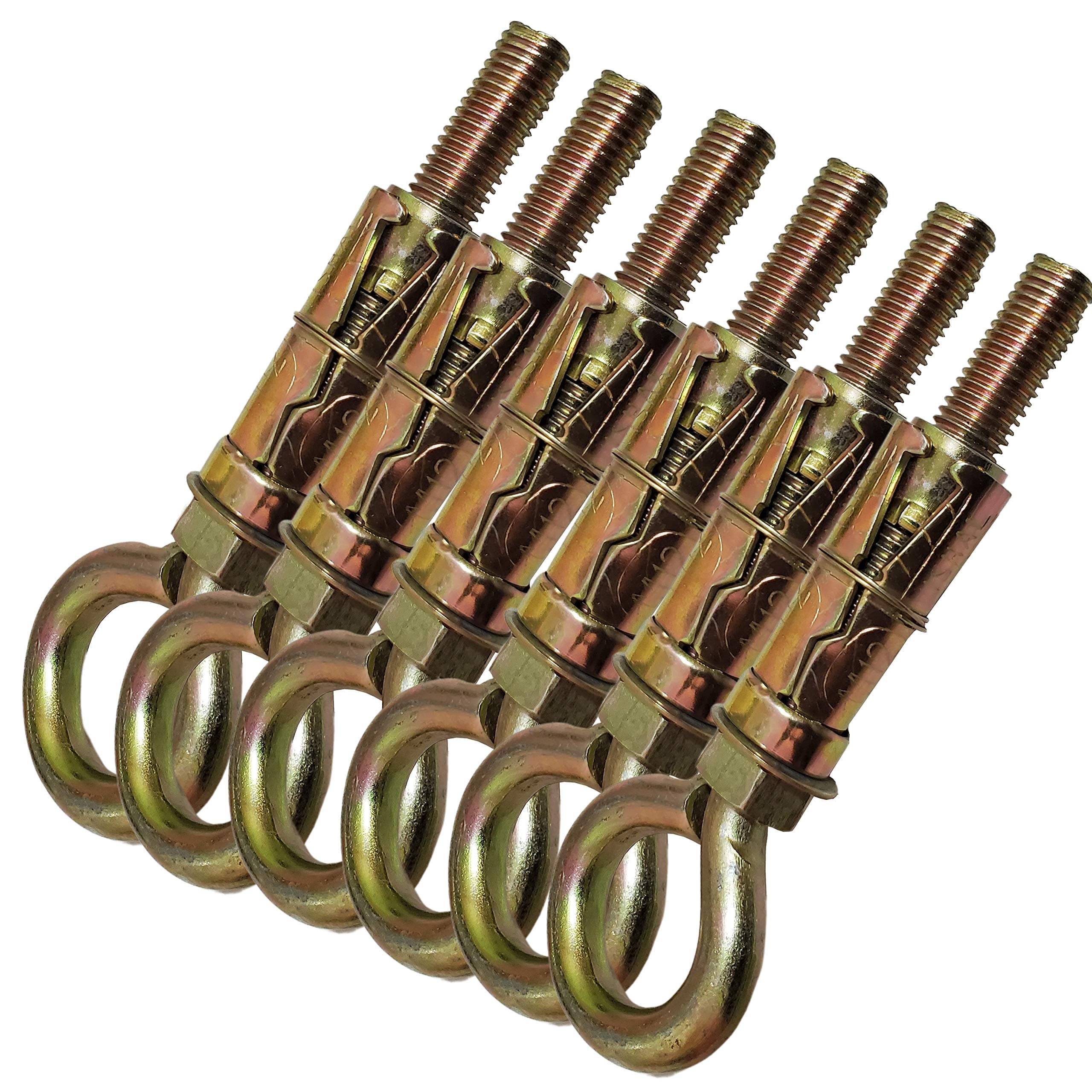 Pure Source India Swing Anchor Fasteners Hook for Hanging Swing, 12 mm, 6 Piece, Metal, Gold