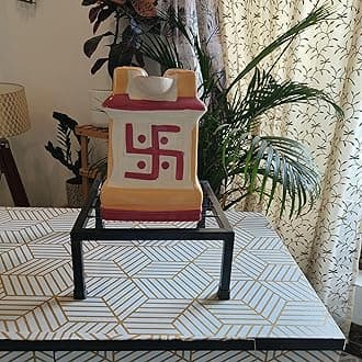 Niyara Ceramic Tulsi Pot – Traditional Plant Holder with Elegant Design (Color Tulsi with Stand)