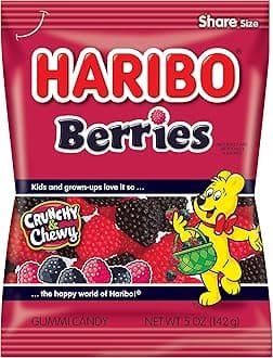 Gummi Candy, Berries Gummy Candy, 5 Ounce Share Size Bags (Pack of 12) Delicious Soft & Crunchy, Chewy Sweet Snacks, Red & Black Berry Fruit Flavor