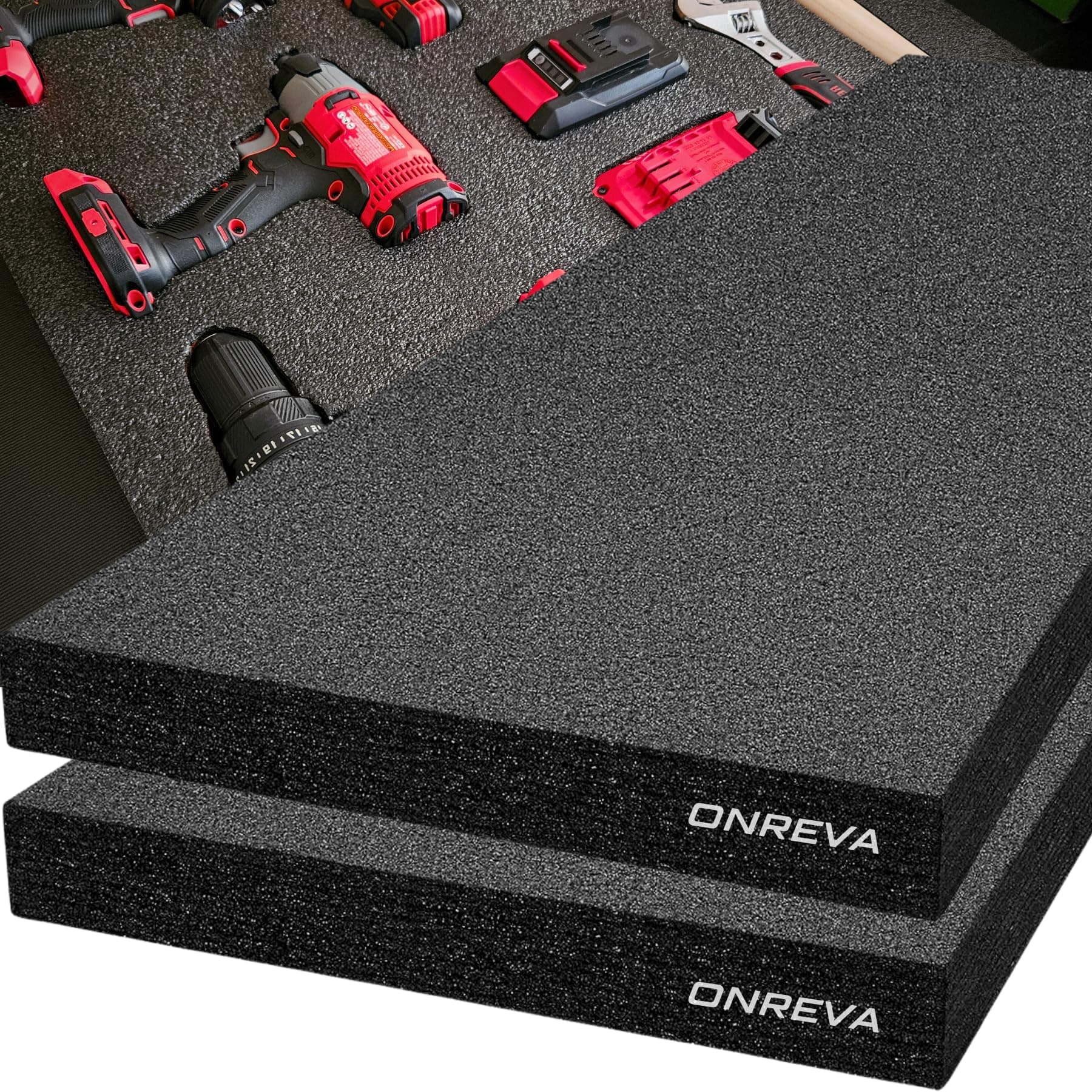 ONREVA Tool Box Foam, 2Pack 48x24x2 inch, Foam Inserts for Cases, Polyethylene Storage Sheets for Toolbox Hard Case, Tool Shadow Insert, Kaizen Organizer Sheet