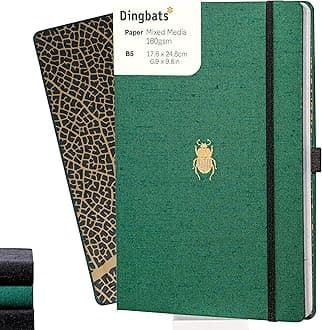 Dingbats* Pro B5 Dotted Large Notebook - Textile Cover, Thread-Bound Journal - For Work, Travel - Pocket, Elastic Closure, Pen Holder, Bookmark