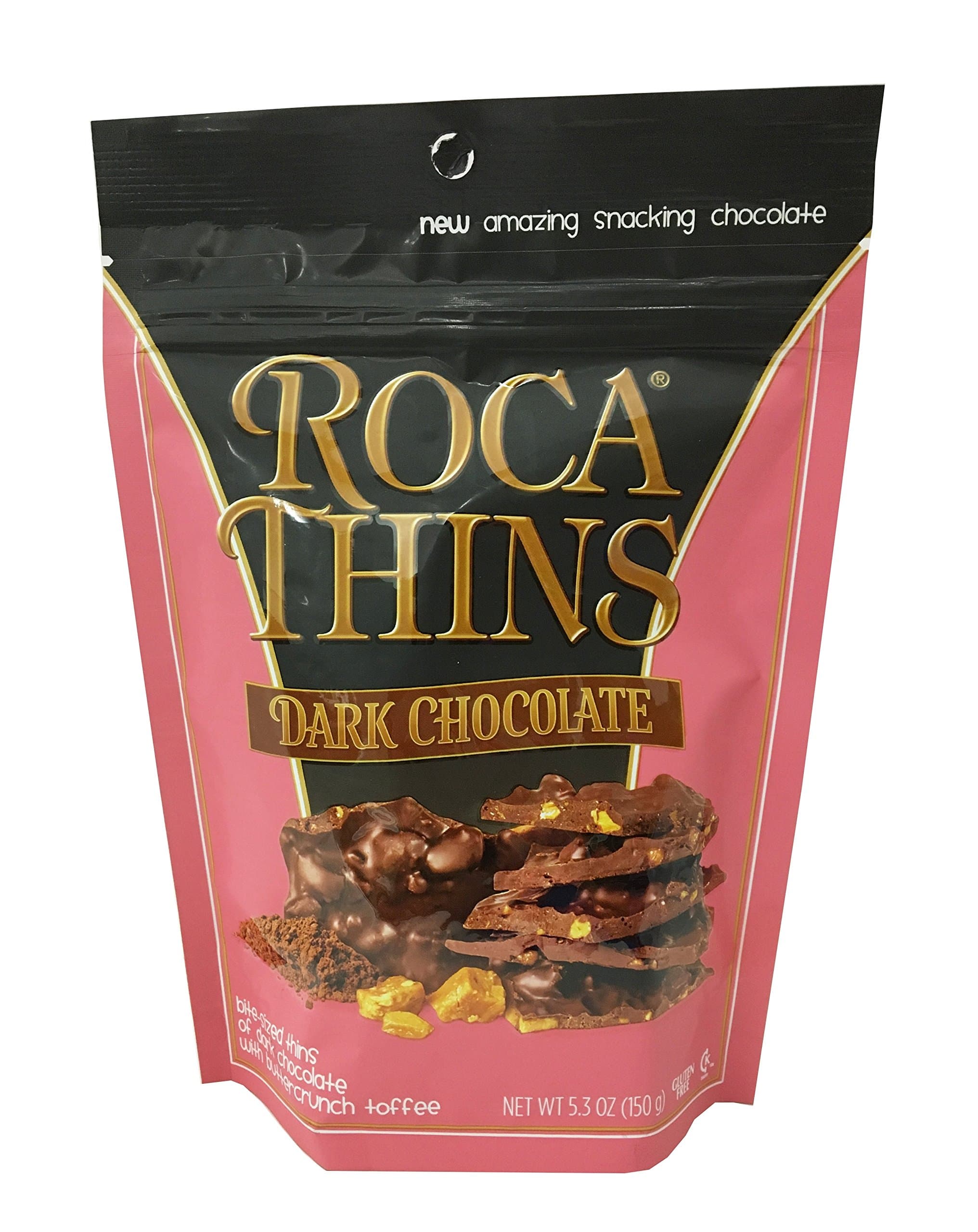 Roca Thins Dark Chocolate Stand-up Resealable Pouch 5.3oz