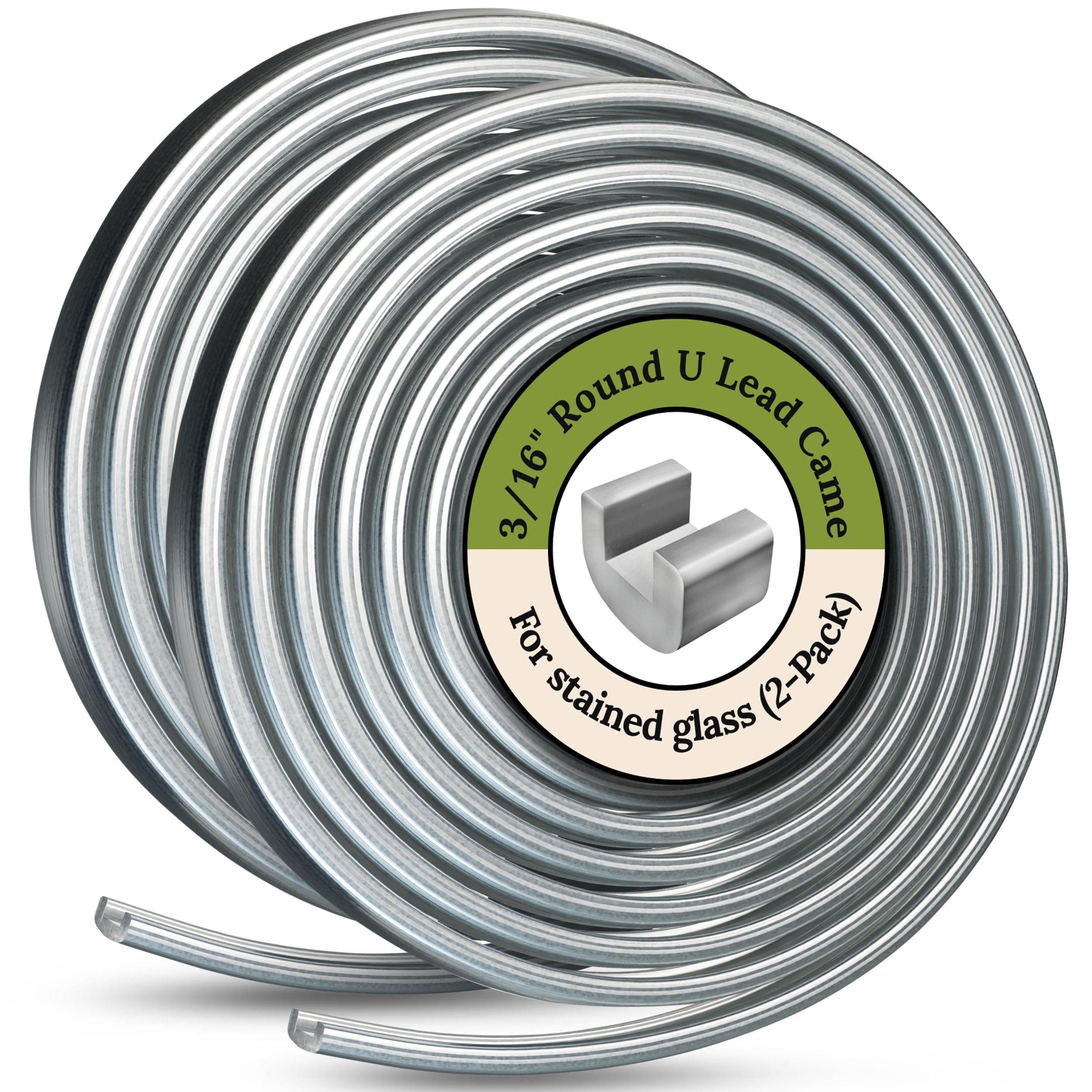 3/16" Round U Lead Came for Stained Glass | 2 6ft Hobby Came for Stained Glass | Strong & Malleable for Smooth Soldering | Ideal for Panels, Windows & Crafts | Lead roll for Hobbyists & Artists