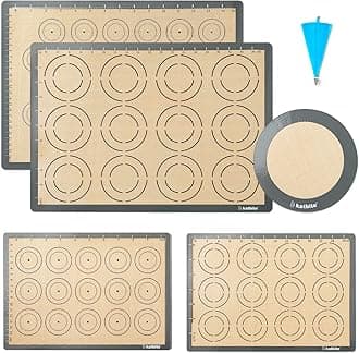 Silicone Baking Mat Set of 5, Katbite Food Grade Non-stick Reusable Cookie Sheet Bakeware Mats for Making Macaron, Cookie, Pizza, Pastry