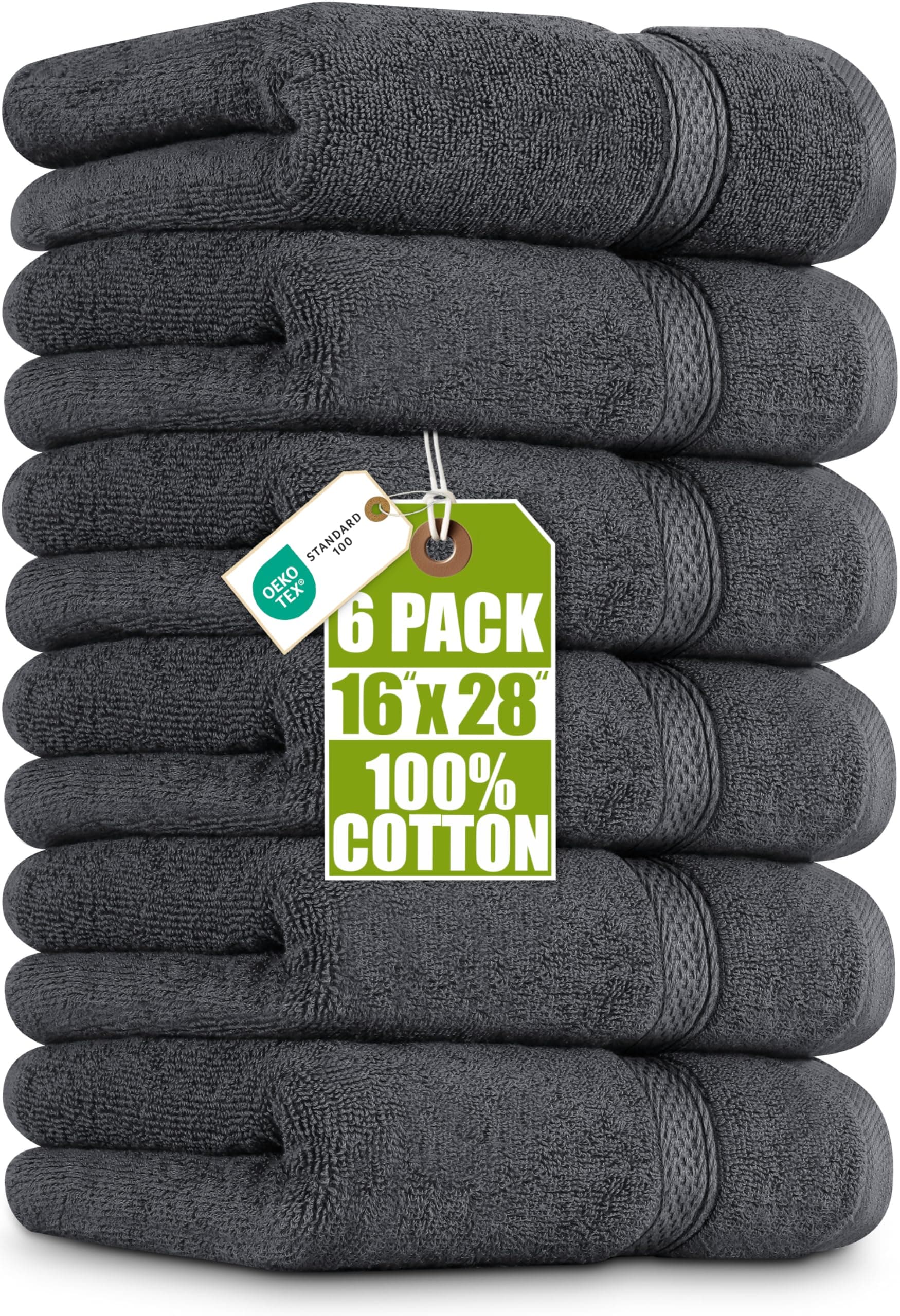 Utopia Towels - Premium Hand Towels - 100% Combed Ring Spun Cotton, Ultra Soft and Highly Absorbent, Extra Large Thick Hand towels 41 x 71 cm, Hotel & Spa Quality Hand Towels (6-Pack) (Grey)