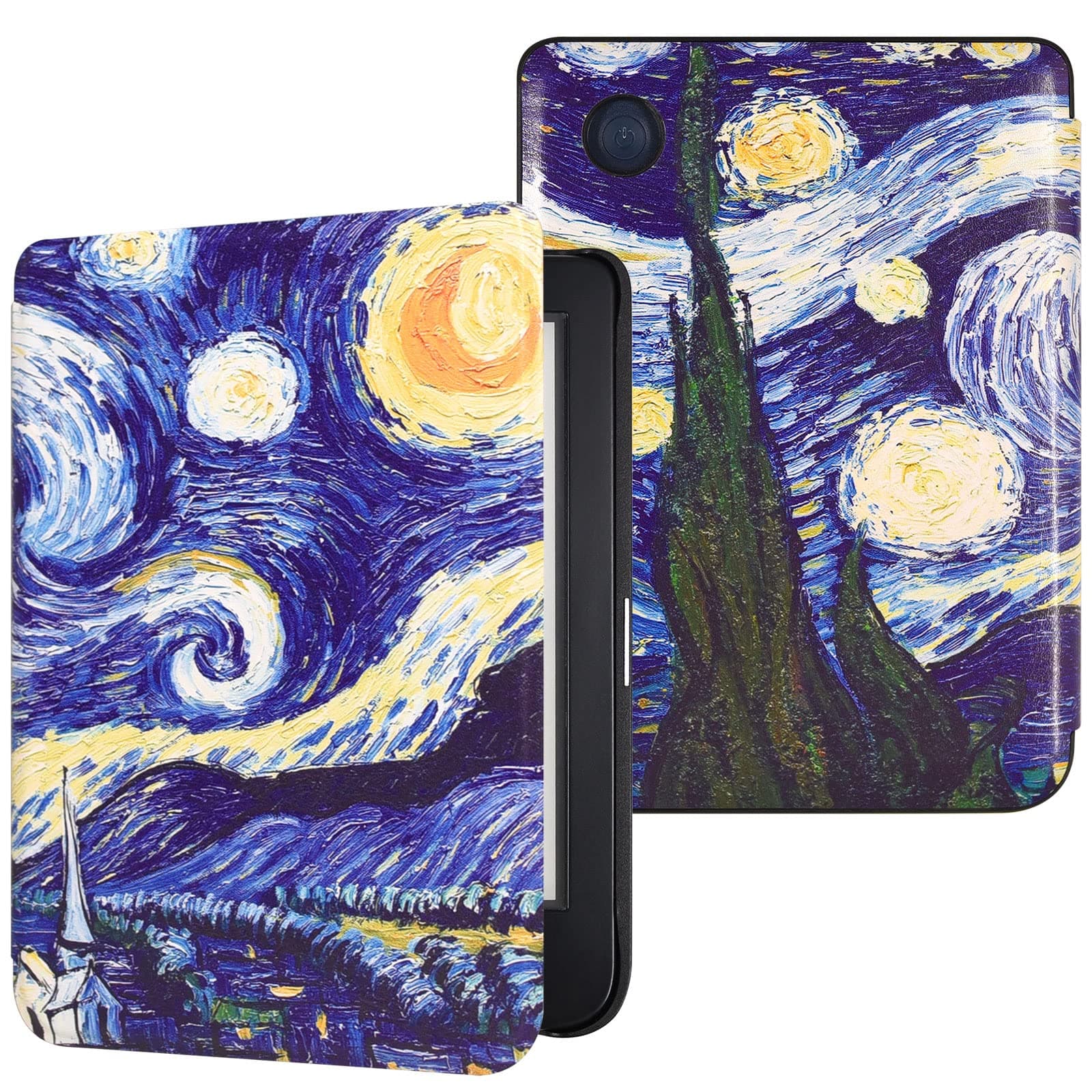 Case for Kobo Clara / Clara 2E 6" - Ultra Slim Lightweight Folio Premium PU Leather Protective Cover with Auto Sleep/Wake Function, Starry Night