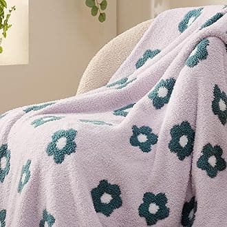 Bedsure Back to School Decorations Throw Blanket - Soft Dorm Room Essentials Gifts for Students Girls and Boys, Fluffy Fuzzy Plush Lightweight Print Flower Blanket for Couch Sofa Bed (50" x 60")