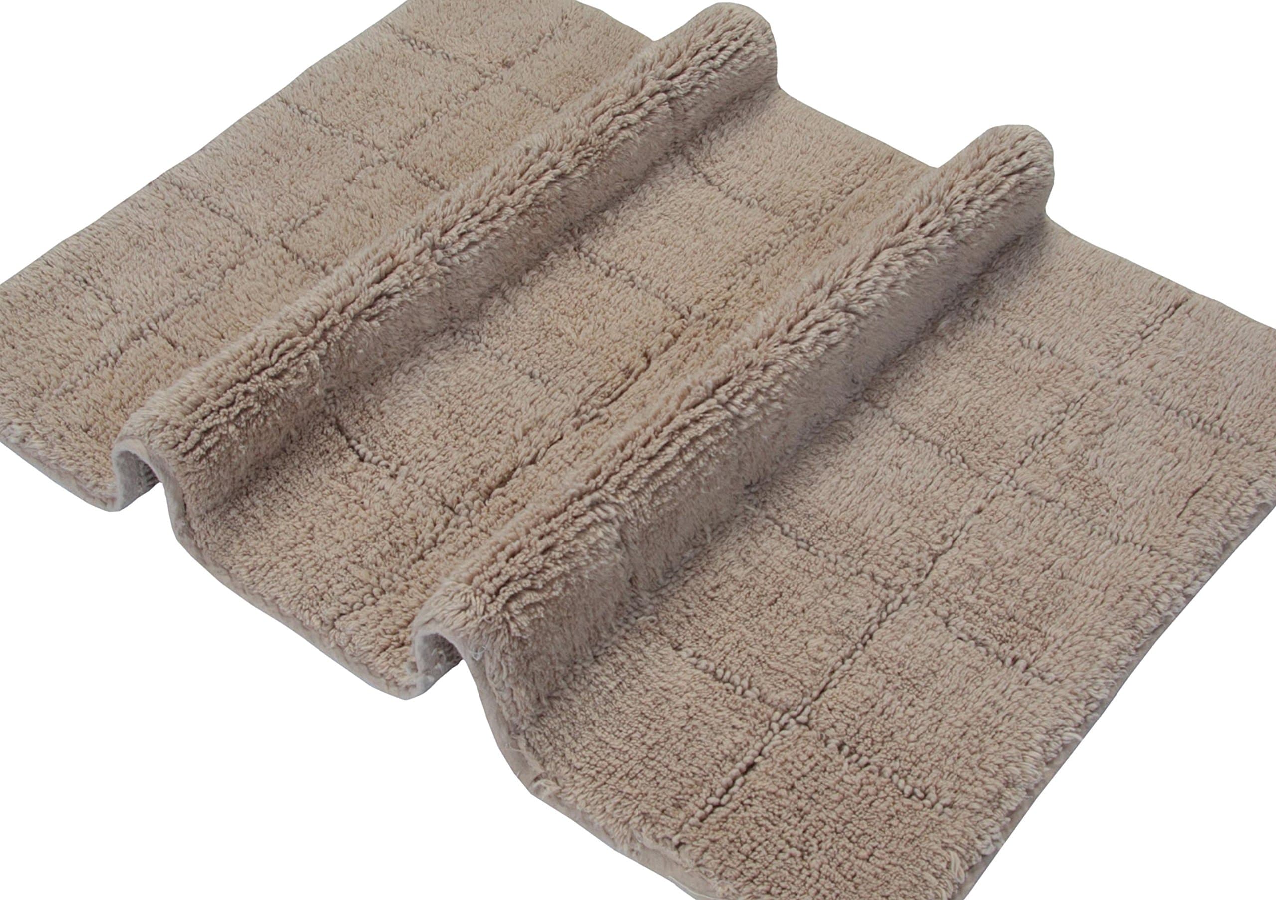 Castle Hill Bath Mat with Spray Latex Backing, Summer Tile Design, 17 by 24-Inch, Taupe