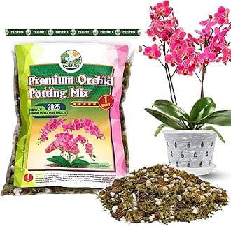 [Upgraded] DUSPRO Orchid Potting Mix for Repotting with Forest Moss, Pine Bark, Perlite & Pumice, Orchid Bark Potting Mix, Orchid Repotting Soil, Drainage Indoor Potting, Orchid Pot Not Included,1 QRT