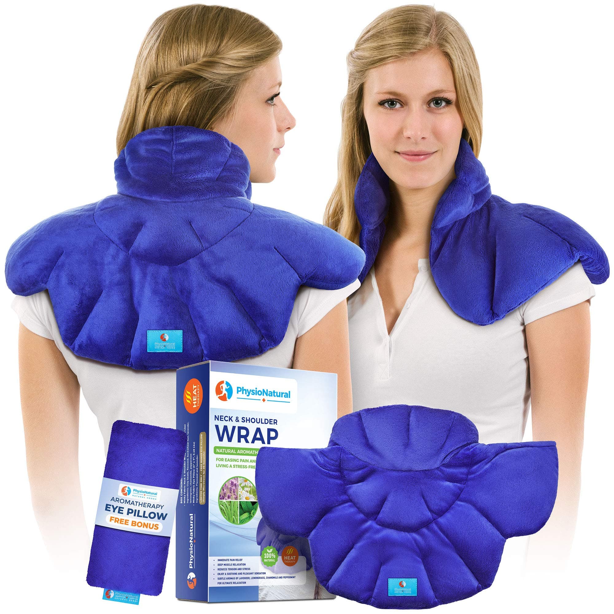 PhysioNatural Microwavable Heating Pad with Natural Herbal Aromatherapy - for Instant Relief and Relaxation in Cases of Muscle Pain, Tension and Stress, Aches, Spasm, Stiffness, Migraines, Headaches