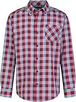 Tommy Hilfiger Boys' Long Sleeve Woven Button-down Shirt, Lightweight & Breathable