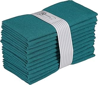 Ramanta Home Teal Cotton Dinner Napkins Set of 12, 18x18 Inch 100% Cotton Cloth Napkins, Reusable Fabric Table Napkins for Everyday Dining, Parties, Weddings, Spring & Easter Table Décor Washable