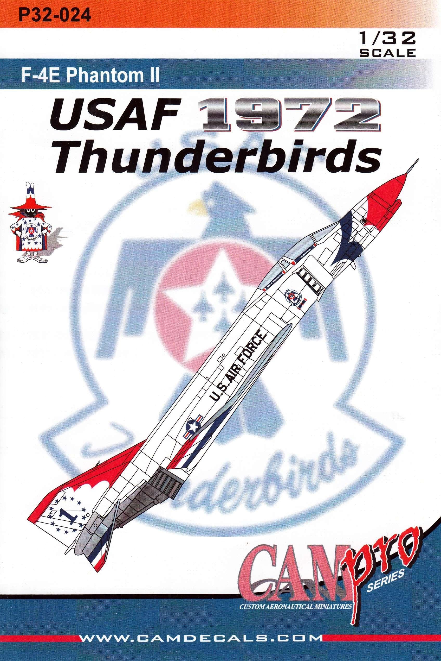 CAMP32024 1:32 CAM Pro Decals - F-4E Phantom II Thunderbirds 1972 [WATERSLIDE DECAL SHEET]