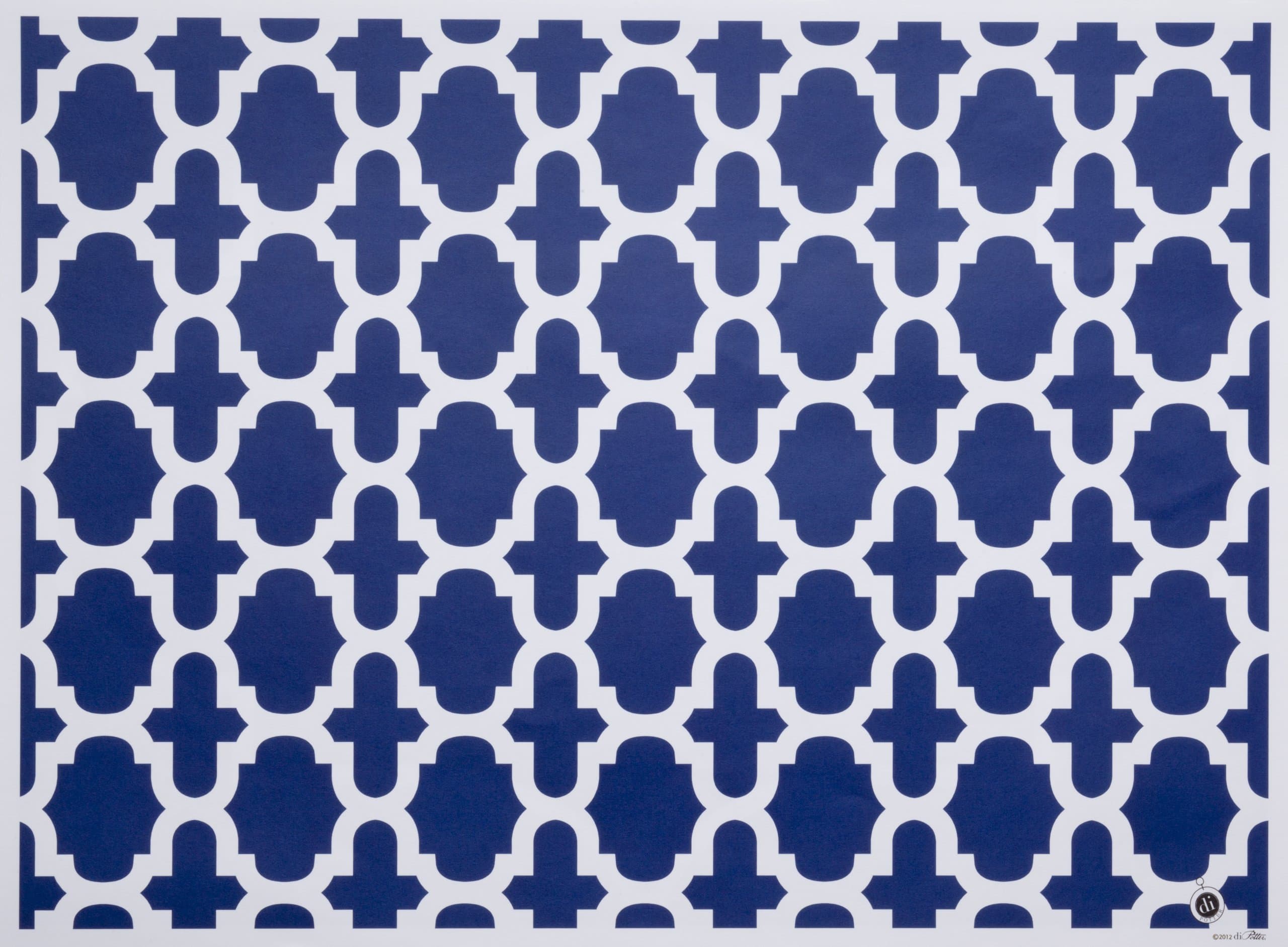 di Potter CH108 Nantucket Pattern Reversible Paper Placemat, Navy Blue, 12" x 16-1/4" (Pack of 24)