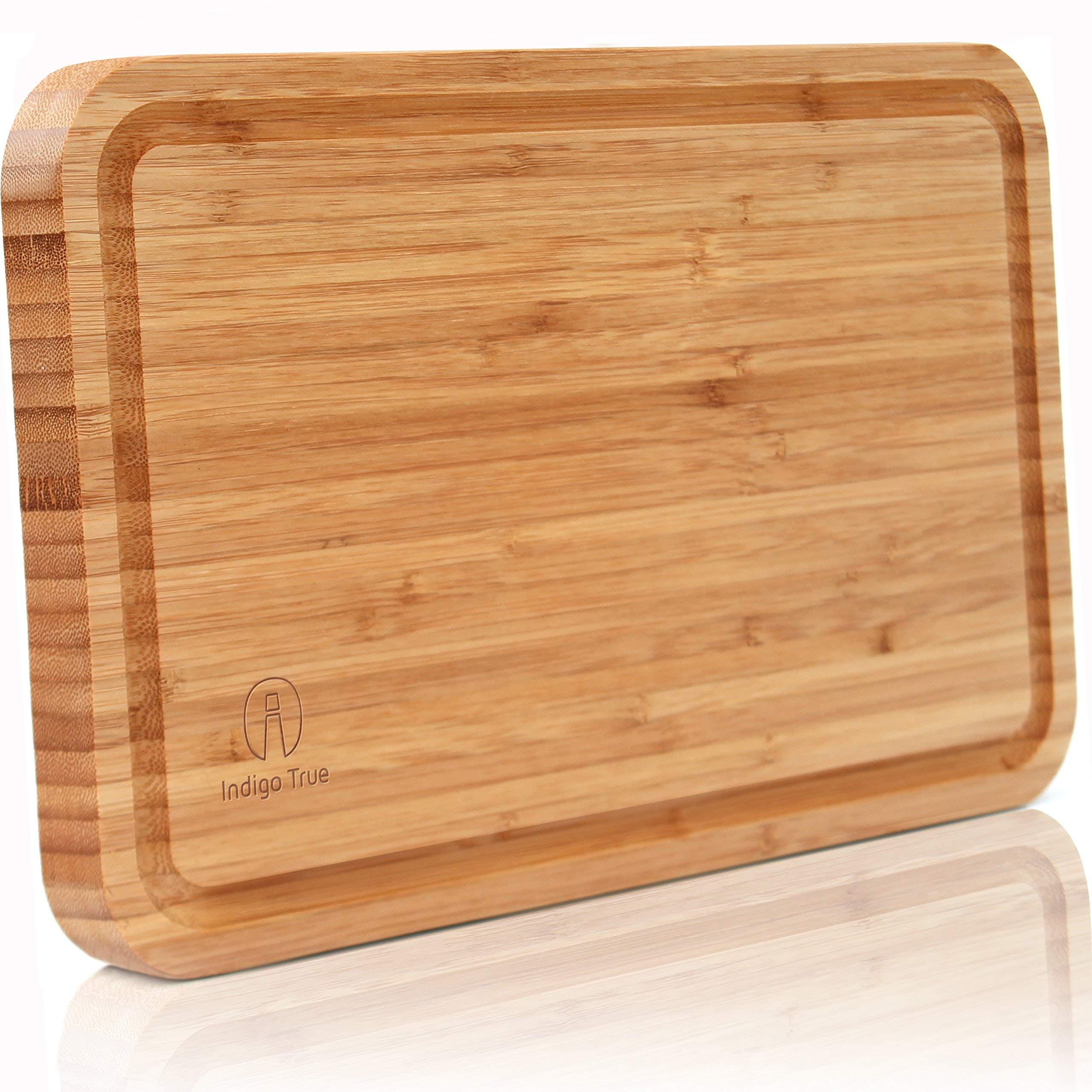 Bamboo Cutting Board with Juice Groove - Convenient Size 8”x13” | Extra Thick Board | Serving Tray | Food Plating - Kitchen Essentials for New Home