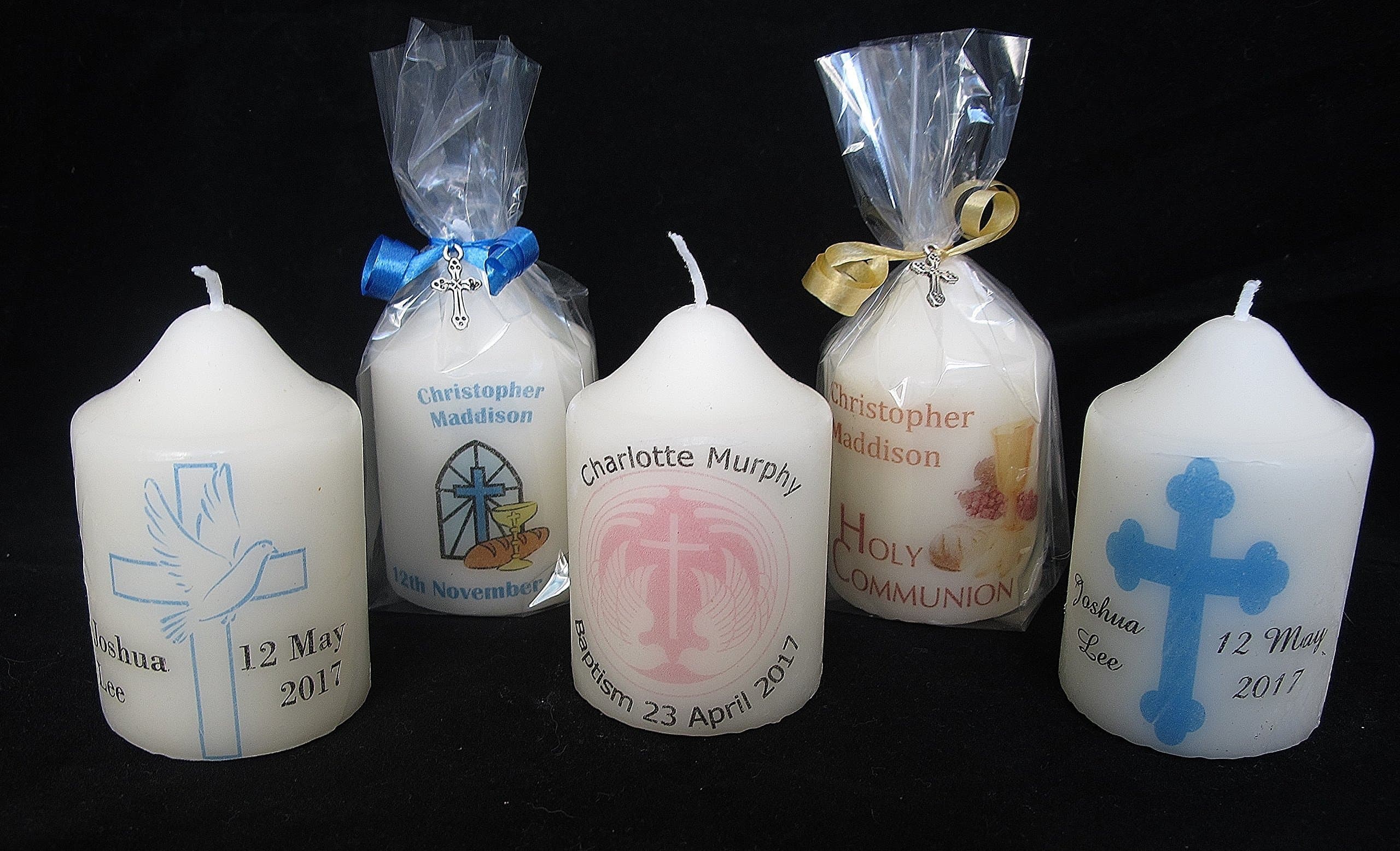 Personalised candles for christening, communion, baptism