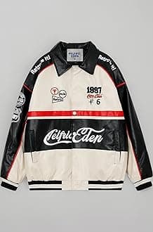 Faux Leather Racing Jacket Oversized Motorcycle Biker Racer Jackets Streetwear Unisex