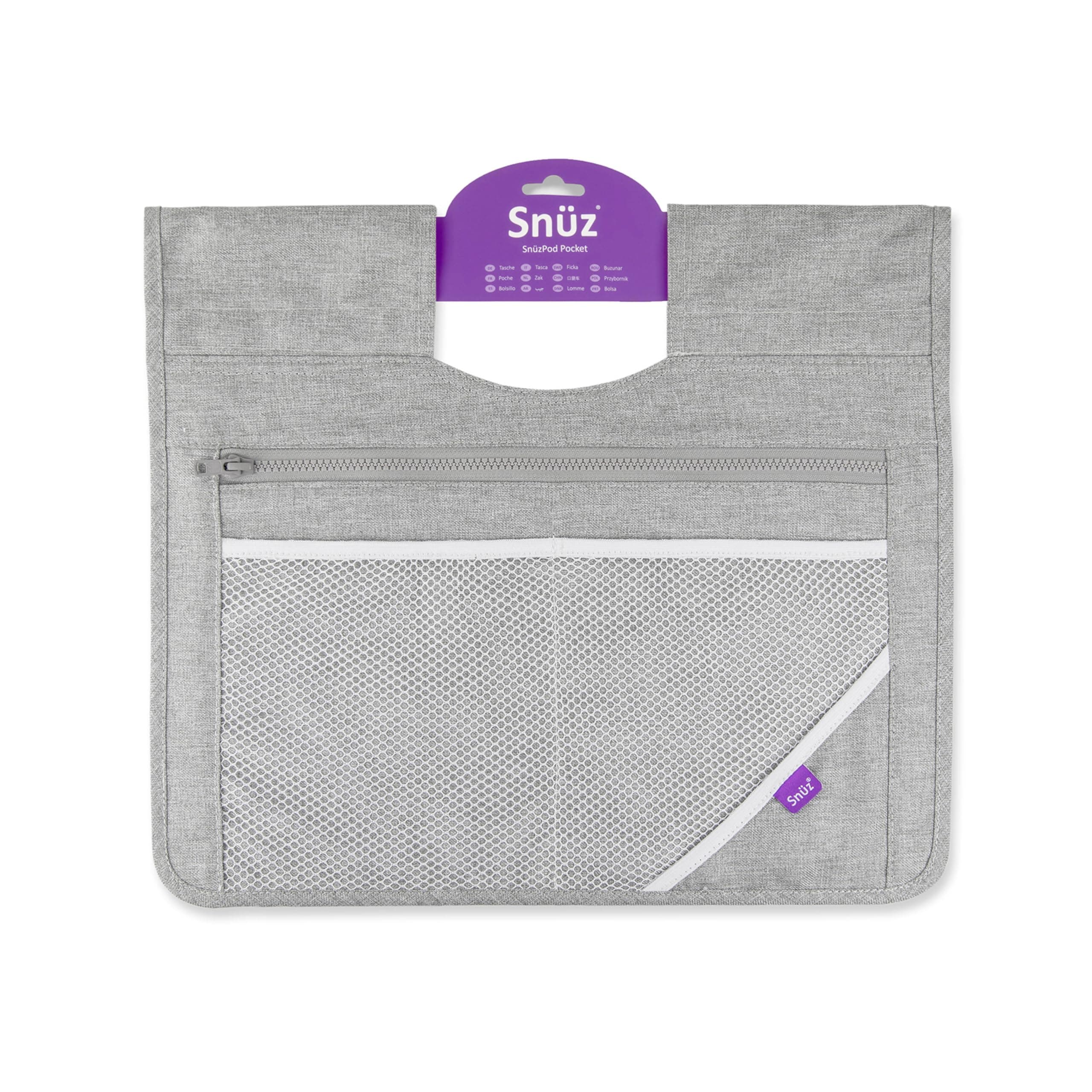 Snüz SnuzPod 4 Storage Pocket | Multiple Pockets | Canvas Fabric | Hand Washable | Color- Grey | Dimension:36cm x 40cm