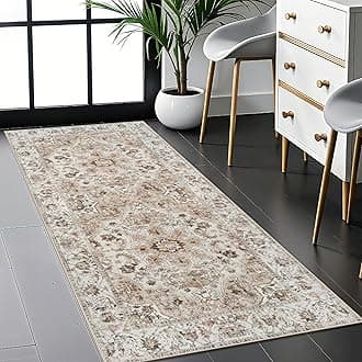 Washable Hallway Runner Rug 2x5: Non Slip Runner Rugs with Rubber Backing Soft Kitchen Rug Farmhouse Distressed Carpet Runner for Living Room Bedroom Bathroom (Beige, 2X5)