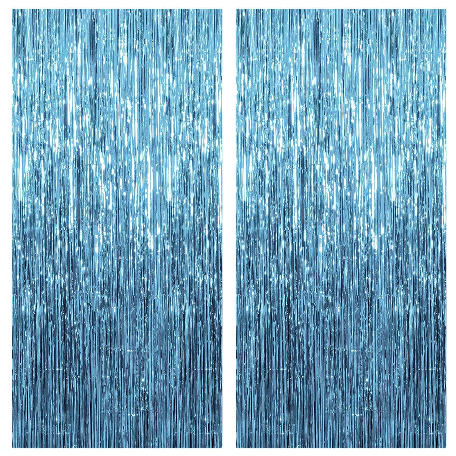 2 Pack Blue Streamers Party Decorations Fringe Backdrop Ocean Themed Decorations Foil Curtain Backdrop Blue Birthday Ocean Party Decor Supplies