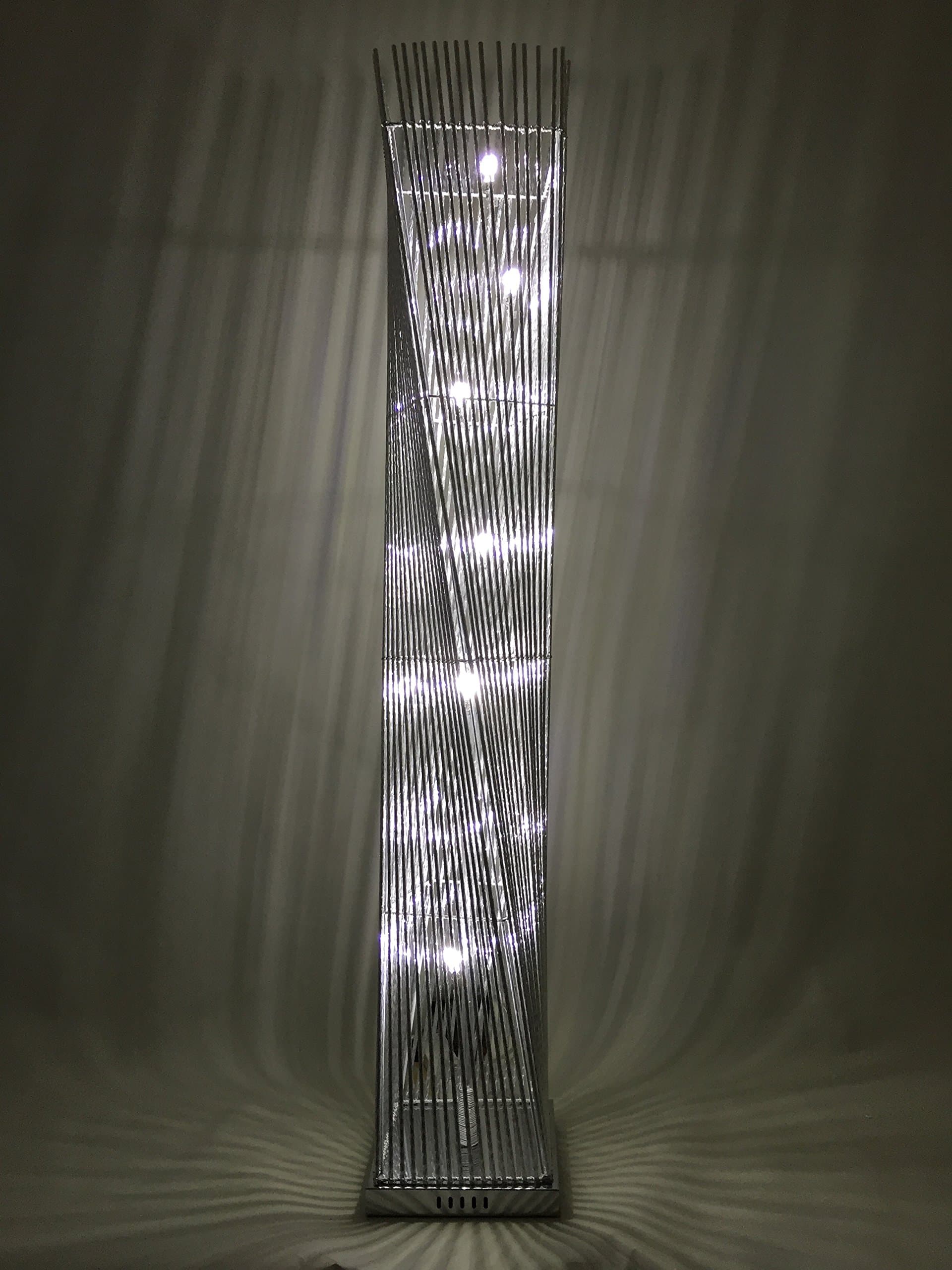 Cayan Tower Silver Metal Wire Twisted Tower Floor Standing LED Lamp