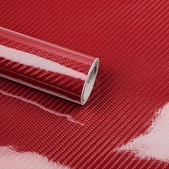 Lypumso 6D Carbon Fiber Vinyl Wrap Roll, Super Glossy Car Wrap Film Featuring Bubble Free Air Release Technology, Car Moto DIY Interior Exterior (High Gloss Red, 1ft x 5ft)