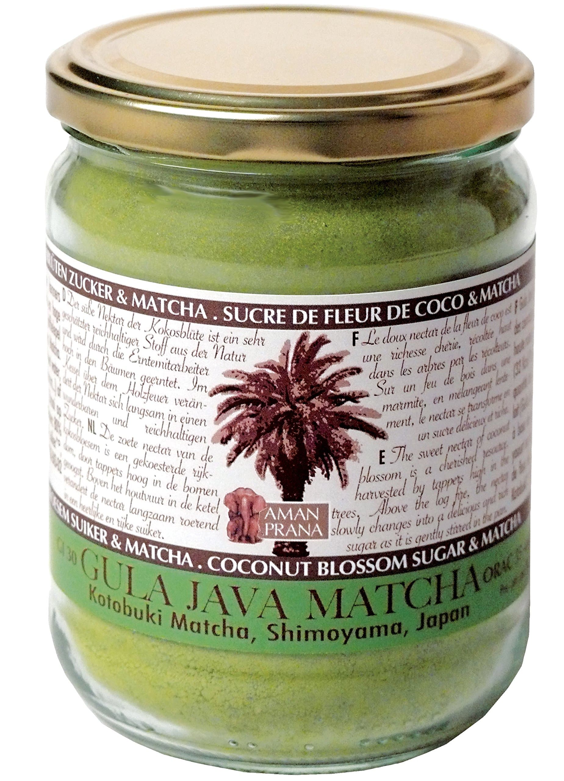 Amanprana Gula Java Matcha - Coconut blossom sugar + Imperial Matcha ceremonial green tea - organic & fair world 400g -14.11oz
