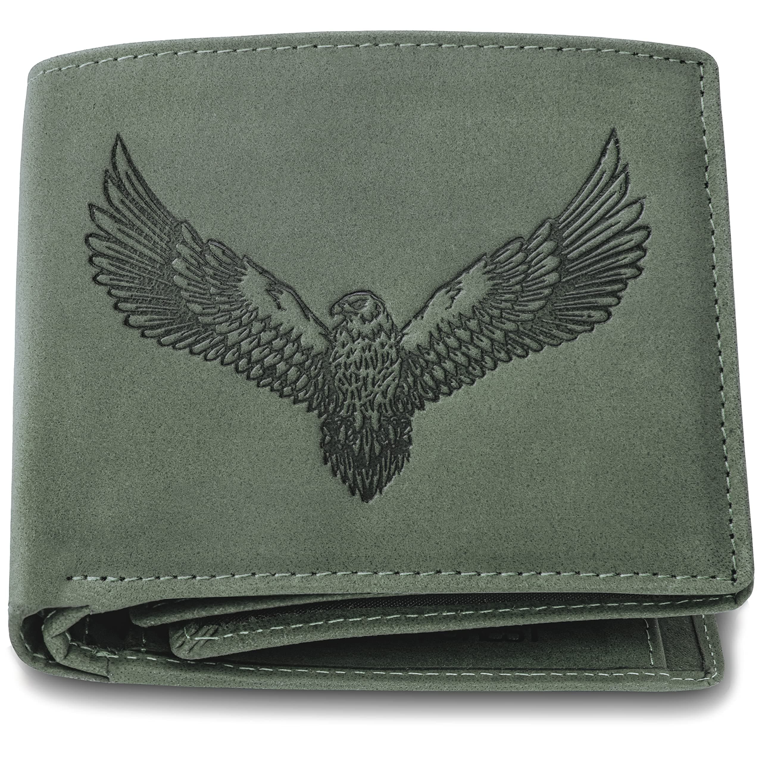 Zeus Leather Wallet & Accessory Set for Men, Vintage Green, 11 cm x 13 cm x 2.5 cm, Two Fold Wallet