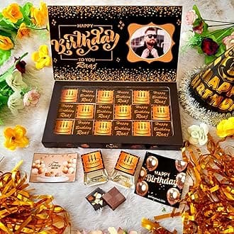 Expelite Personalised Birthday Gift Pack Of 18 Pieces Dry Fruits Chocolate With Greeting Card For Friends And Family,300 Gram