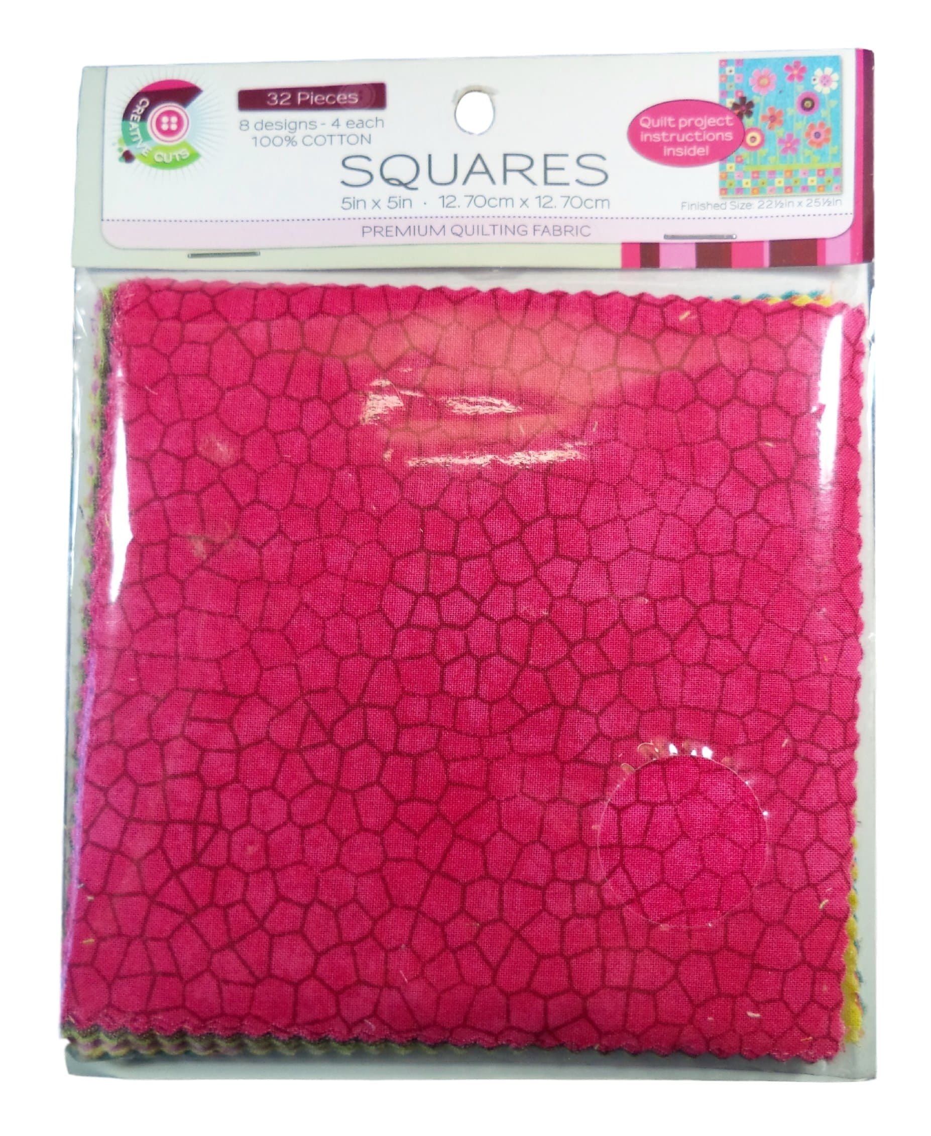 Creative Cuts 5" X 5" Squares Pack Premium Quilting Fabric, (32) Pieces, (8) Designs (Textured)
