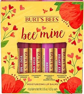 Lip Balm Gift Set, Pomegranate, Strawberry, Dragonfruit Lemon, Watermelon, Bee Mine, 4x4.25g
