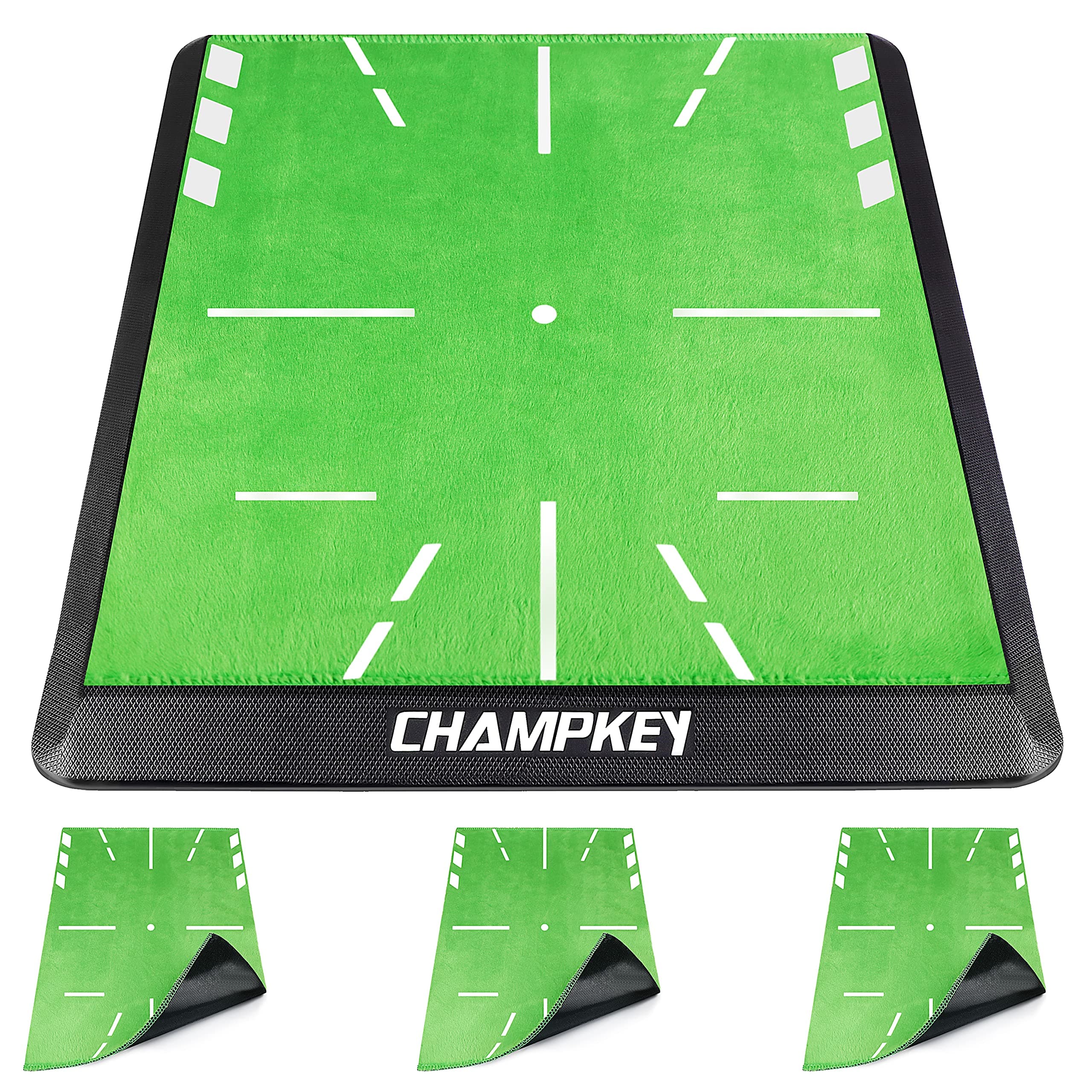 CHAMPKEY Replaceable Impact Golf Mat 2.0 Edition | Come with 3 Replaceable Impact Surfaces|Path Feedback Golf Practice Mats