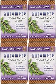 Ayurvedic Bar Soap, Lavender Neem - Eco Friendly, Handmade, Vegan, Cruelty Free, Natural, Non GMO (2.75 oz), 4 pack