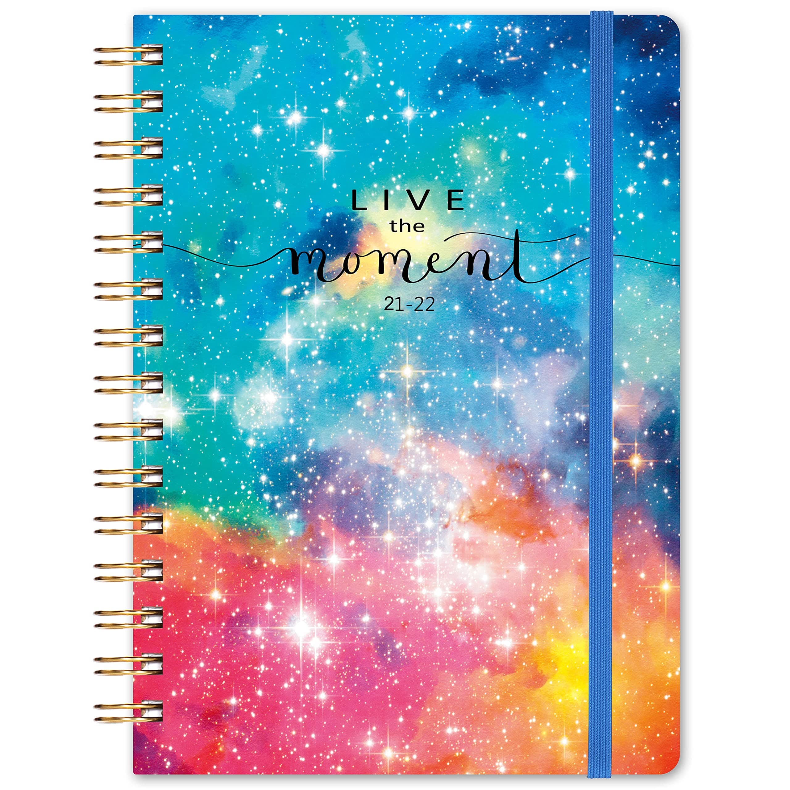 Planner 2021-2022- Weekly & Monthly Planner, 6.4" x 8.5", July 2021 - June 2022, Flexible Colorful Nebulae Hardcover with Strong Golden Binding