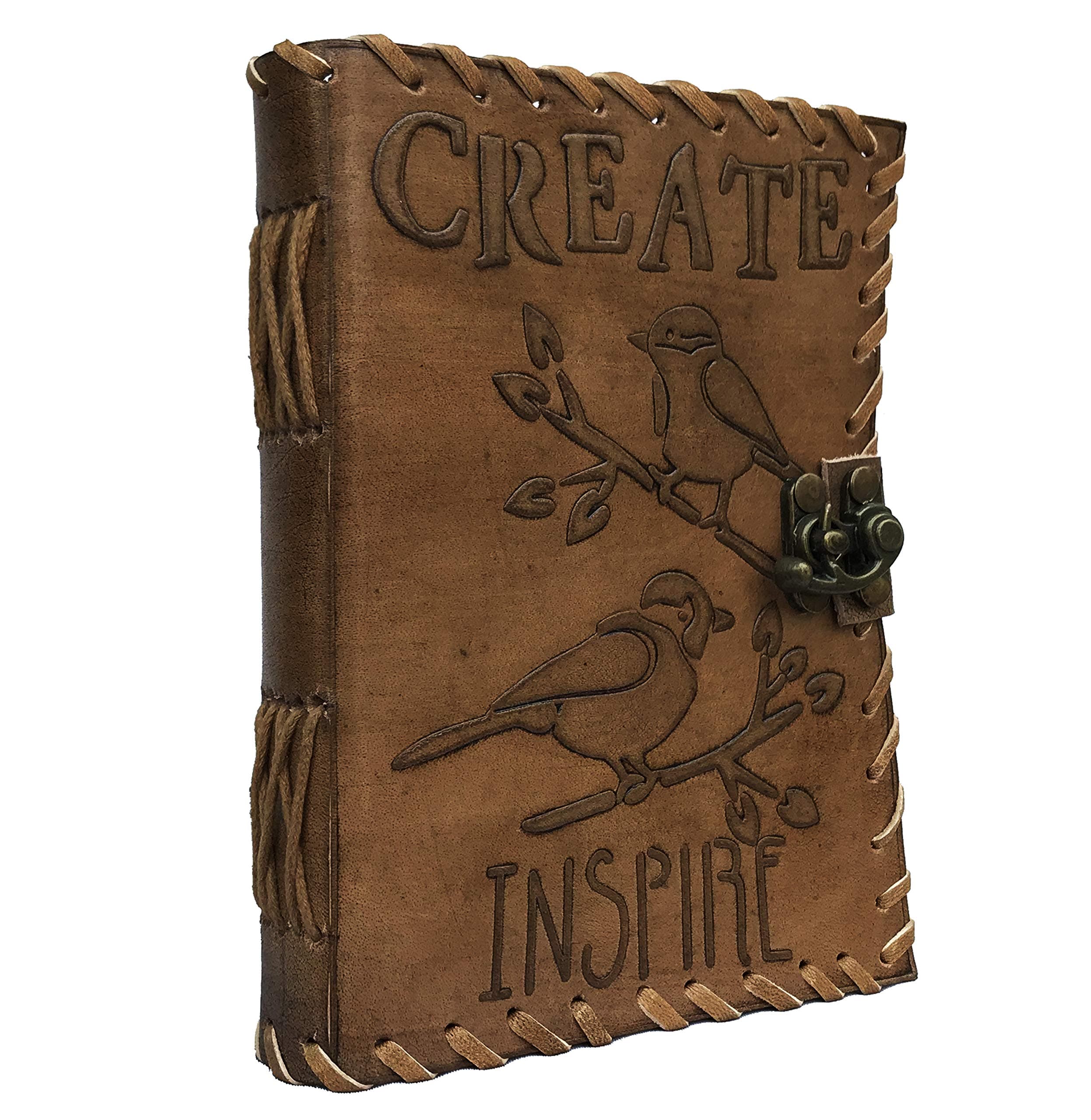 Old Vintage Leather Journal, Leather Journal for Men, Leather Journal for Women, Leather Sketchbook, Leather Notebook, Leather Blank Book (5 x 7 Bird Emboss Journal)
